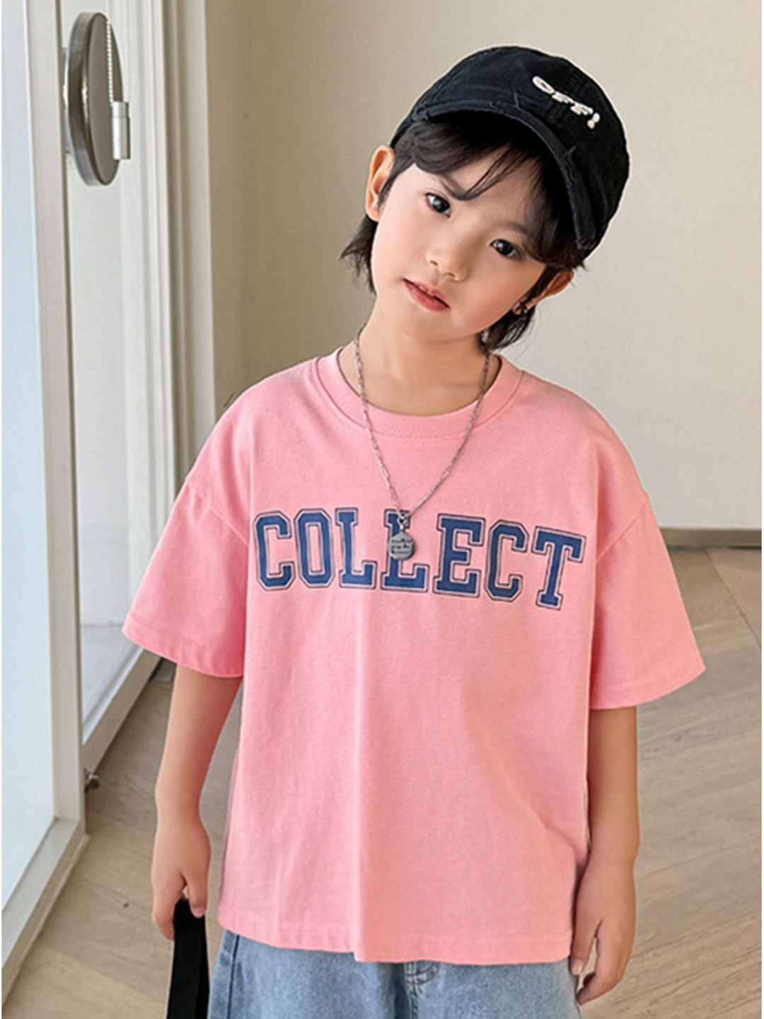 

LULU & SKY Boys Graphic Printed Round Neck Cotton Oversized T-shirt, Pink