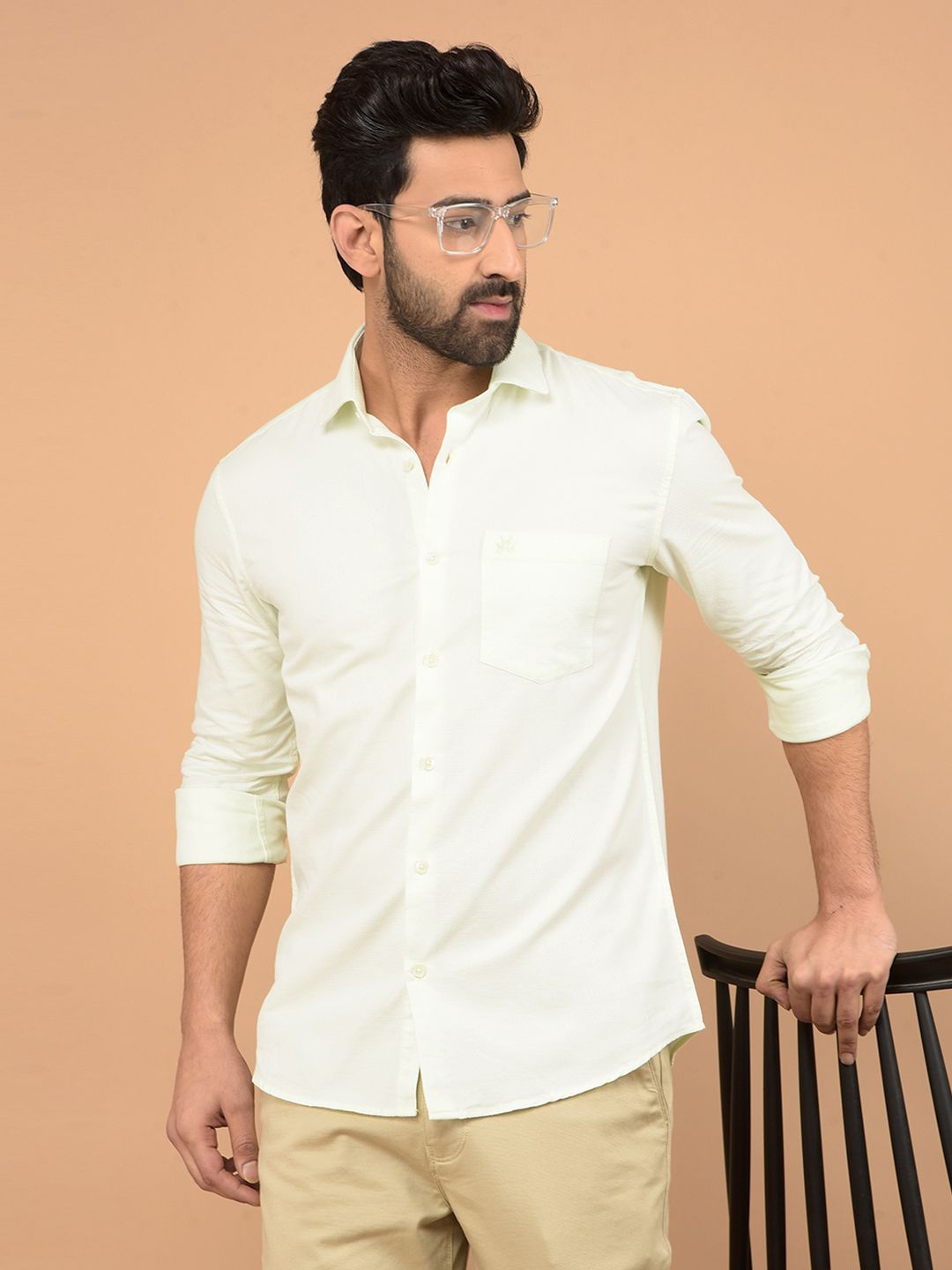 

Crimsoune Club Men Classic Fit Self Design Casual Shirt, Green