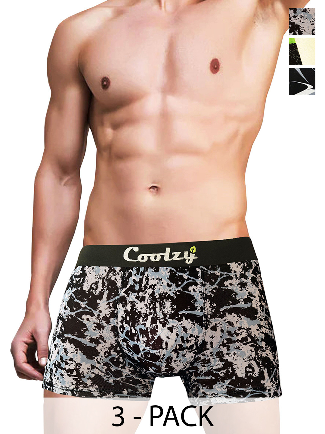 

Coolzy Men Pack Of 3 Printed Trunk RUCPTN3K019-S, Black