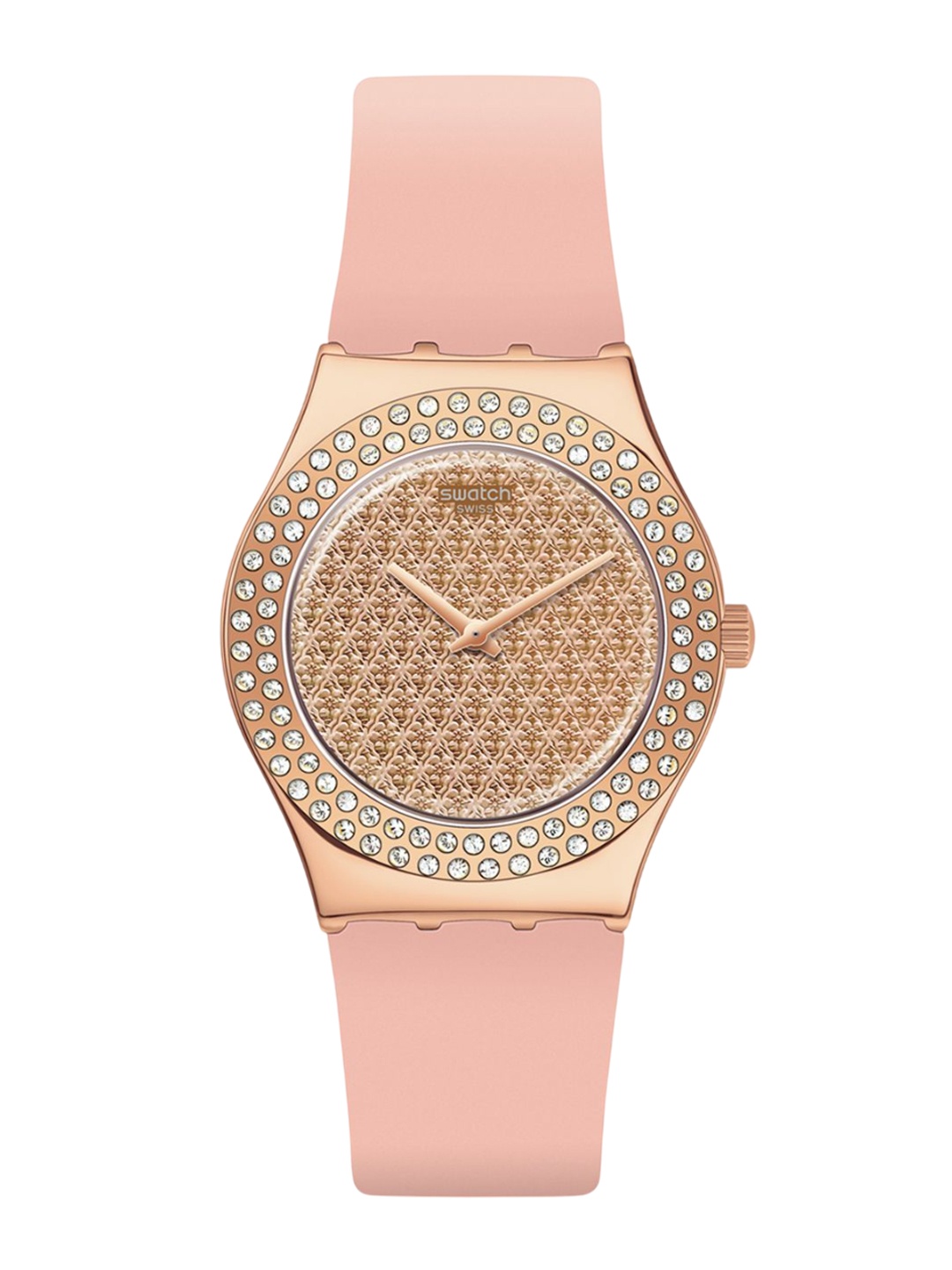 

Swatch Women Embellished Dial & Bracelet Style Straps Analogue Watch YLG140, Pink