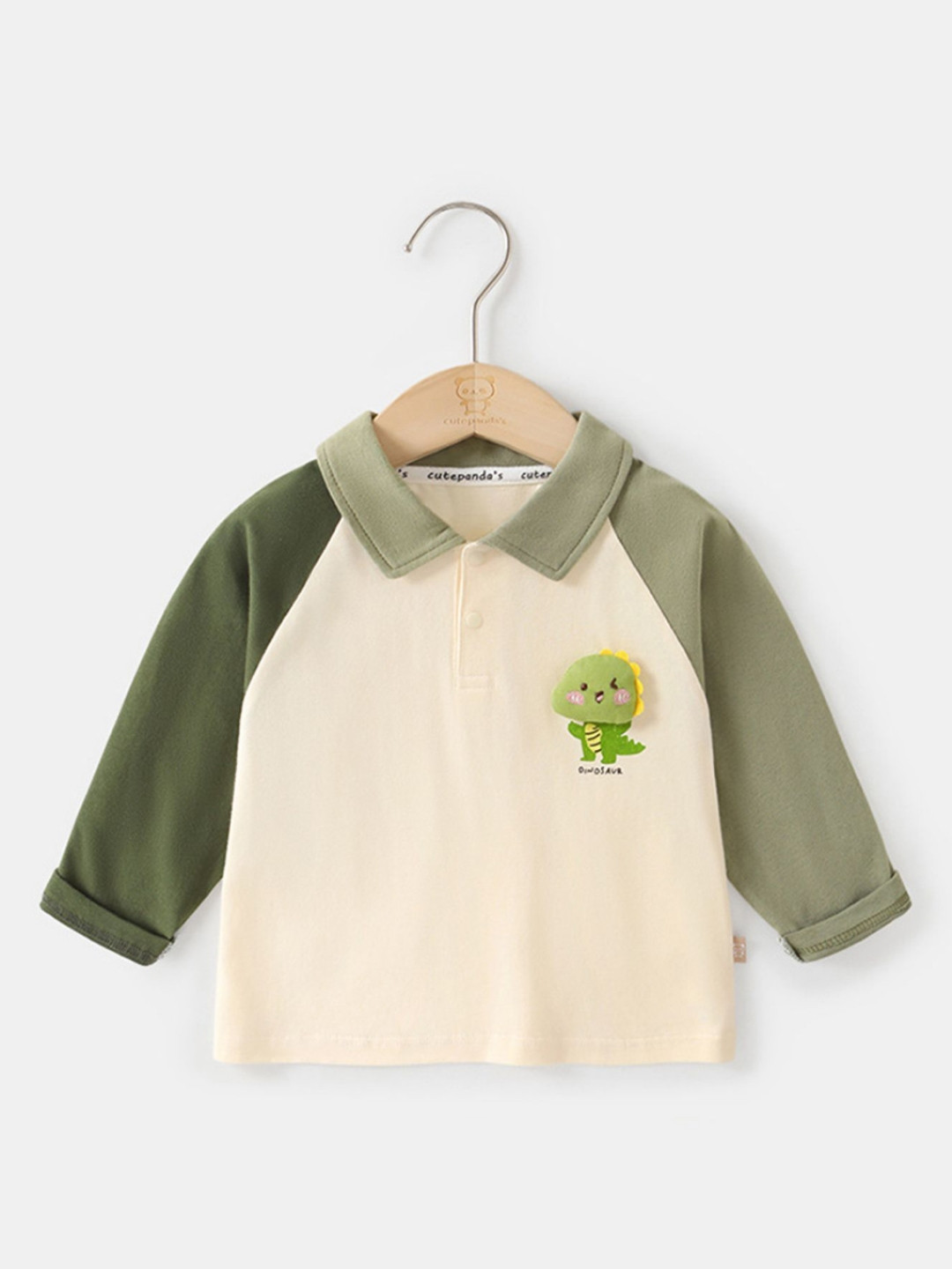 

LULU & SKY Girls Colourblocked Polo Collar Cotton T-shirt, Cream