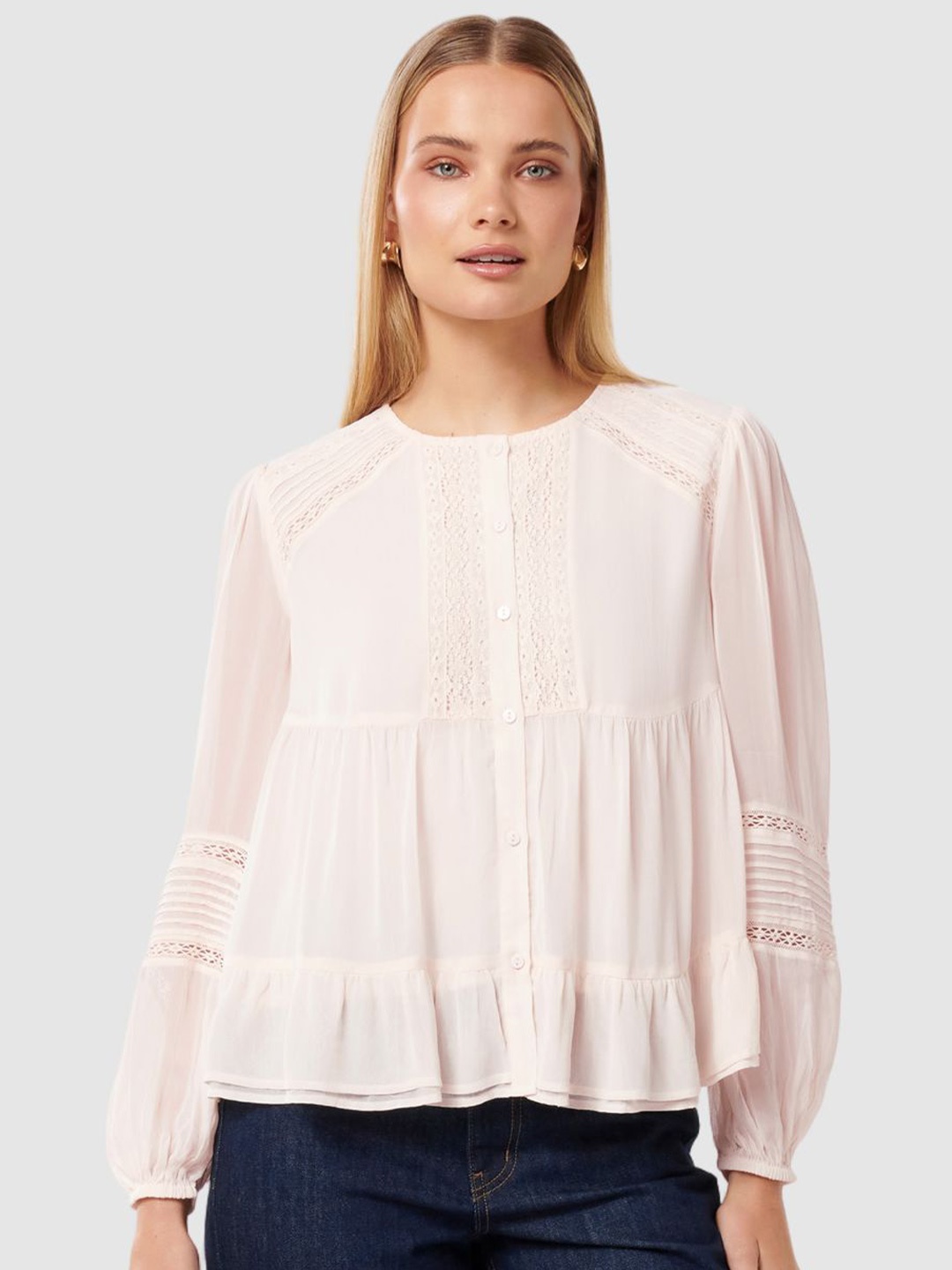 

Forever New Bishop Sleeves Top, Cream