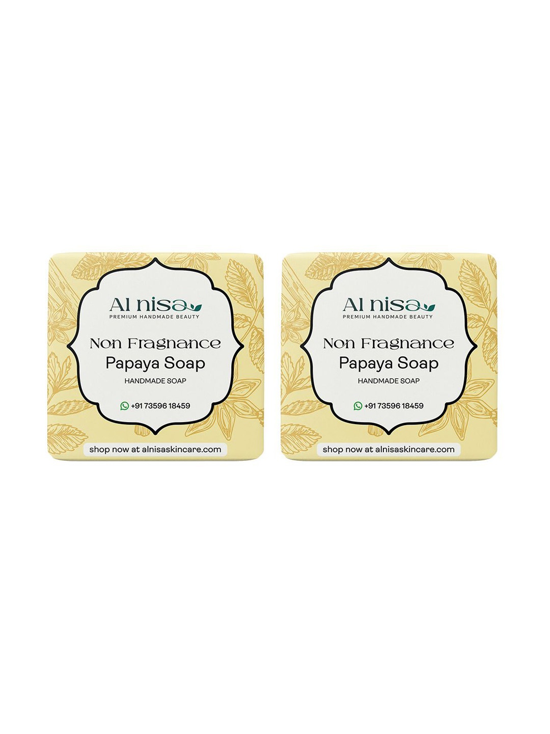 

Al Nisa Set Of 2 Non Fragrance Papaya Milk Soap - 100 g Each, Orange