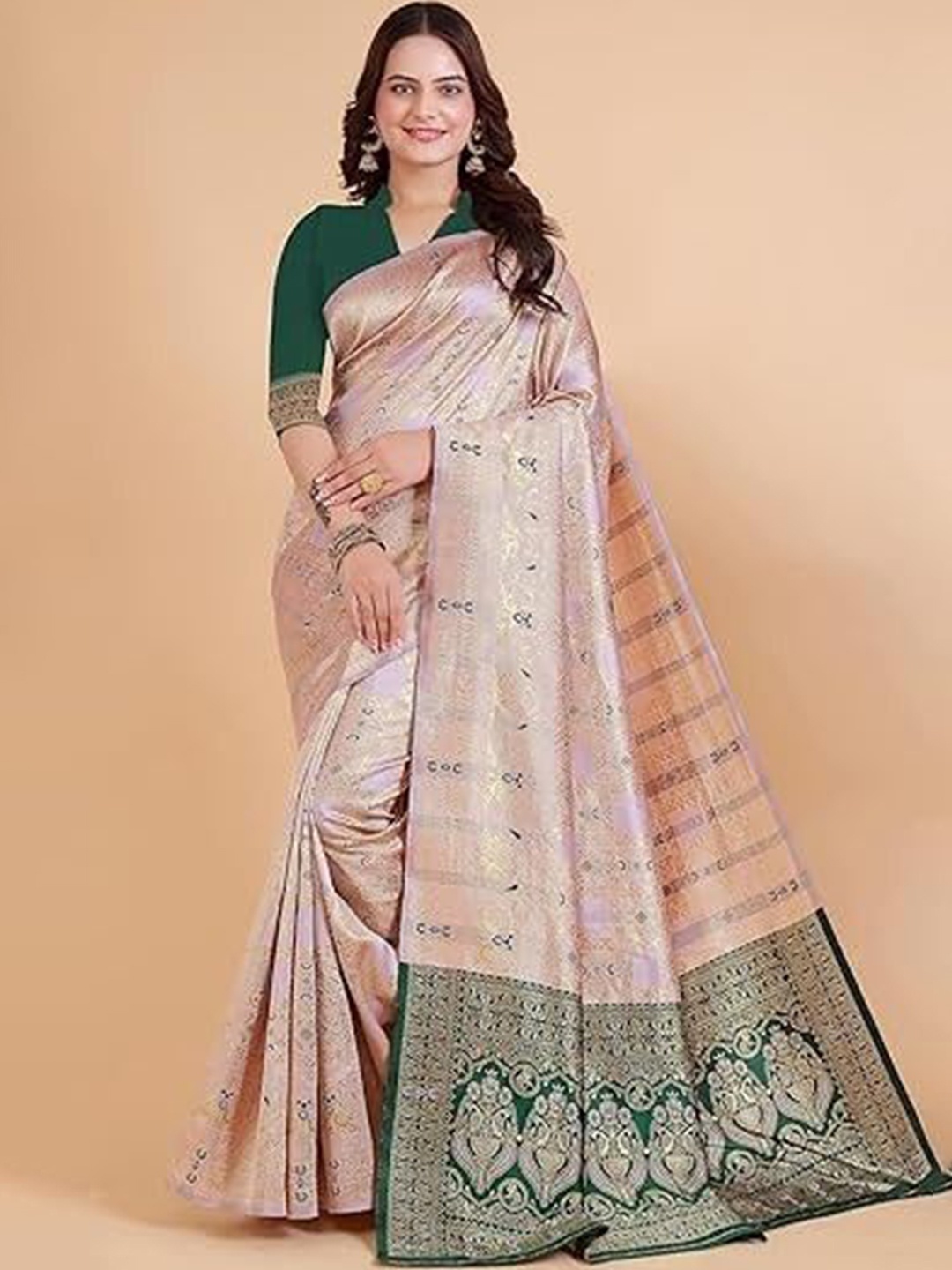 

Suratwala Woven Design Kota Saree With Blouse Piece, Pink