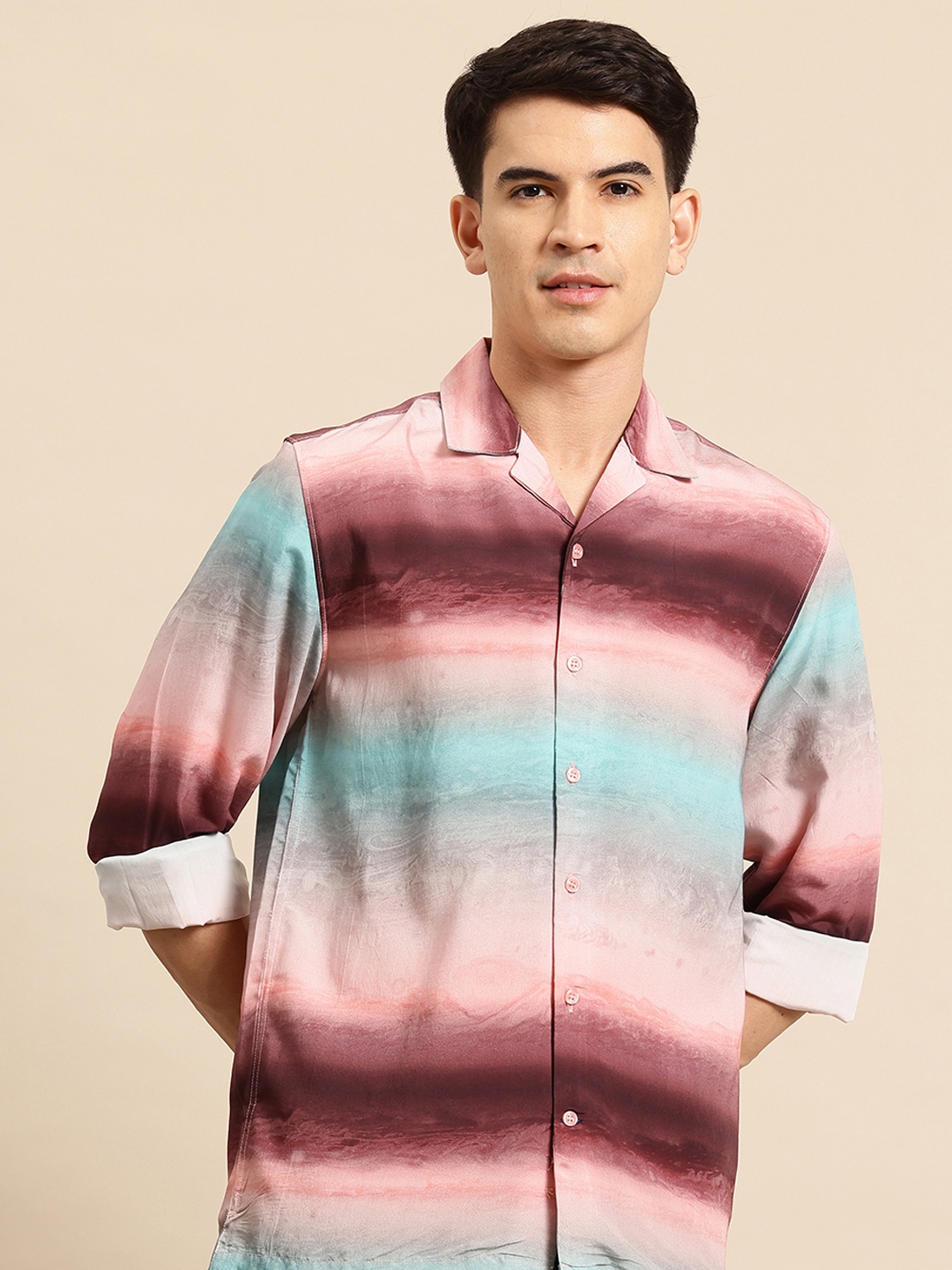 

Mast & Harbour Dyed Relaxed Fit Casual Shirt, Burgundy