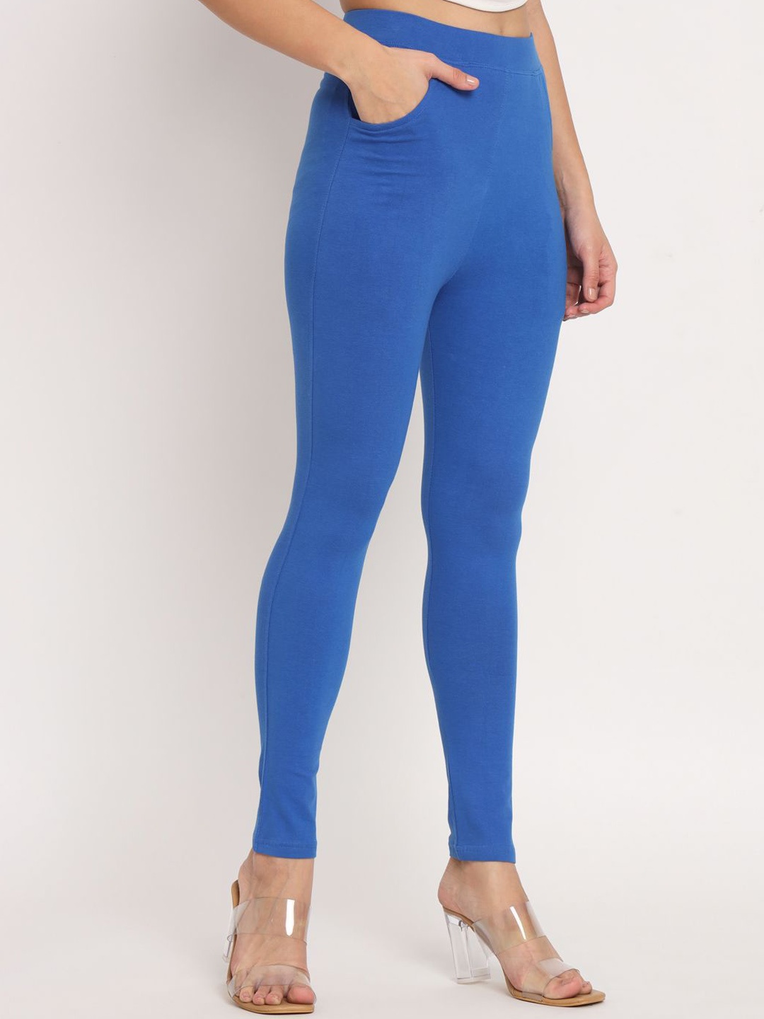 

thread plus Cotton Ankle Length Leggings, Blue