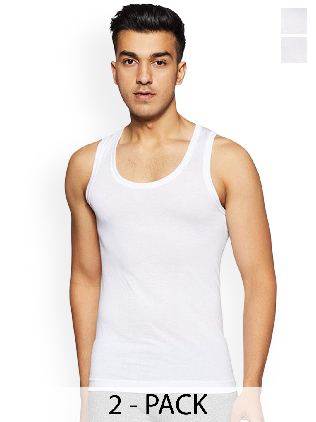 

Rupa Set Of 2 Cotton Undershirt Vests Frontline-Air-Whit-RN-2-85, White