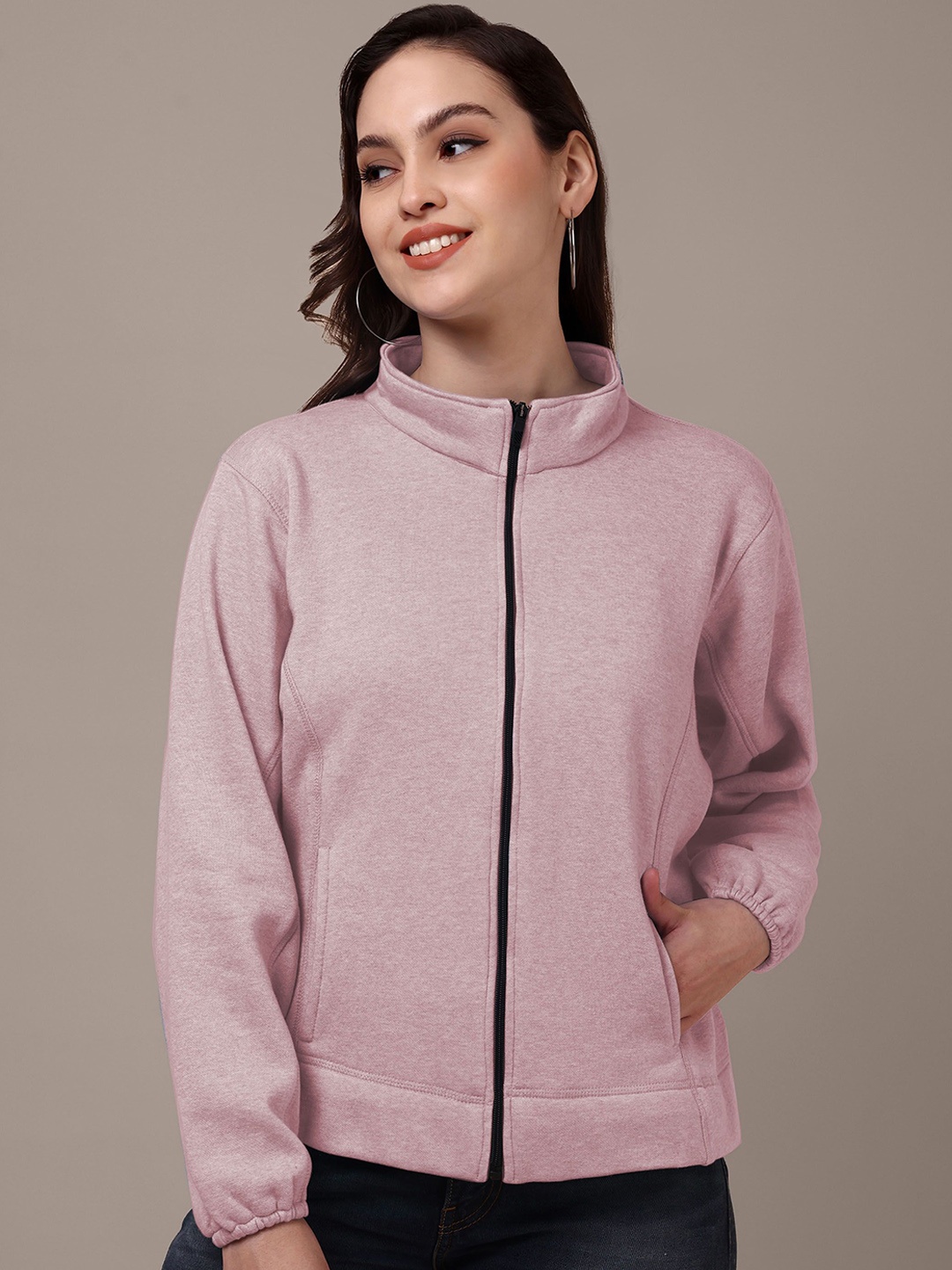 

HEATHEX Women Solid Fleece Lightweight Bomber Jacket, Pink