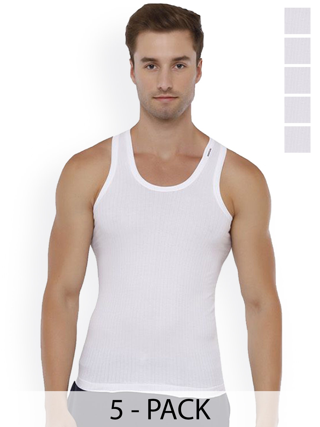 

Rupa Set Of 5 Cotton Undershirt Vests Frontline-Xing-Whit-RN-5-85, White