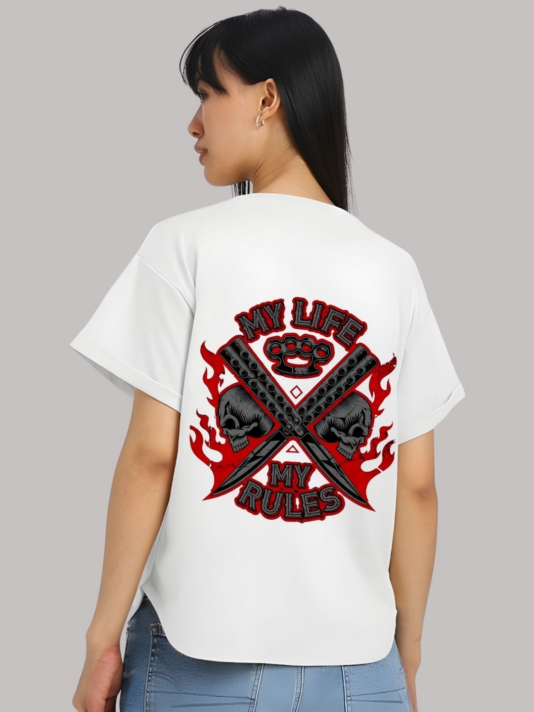 

Moda Rapido Women Graphic Printed Round Neck Cotton Relaxed Fit T-shirt, White