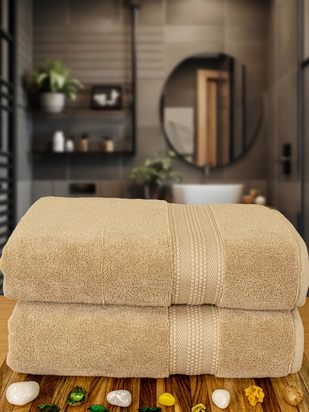 

Myntra Elegant Homes Beige 2 Cotton 600 GSM Bath Towel