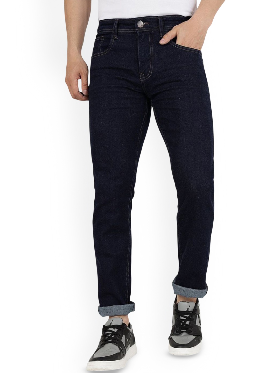 

INDIROCKS Men Mid-Rise Clean Look Regular Fit Stretchable Jeans, Blue