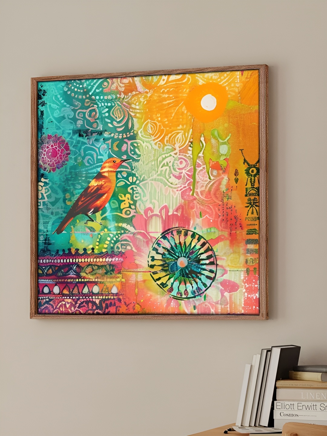 

Art Street Blue & Orange Framed Colorful Birds And Animals Canvas Wall Art