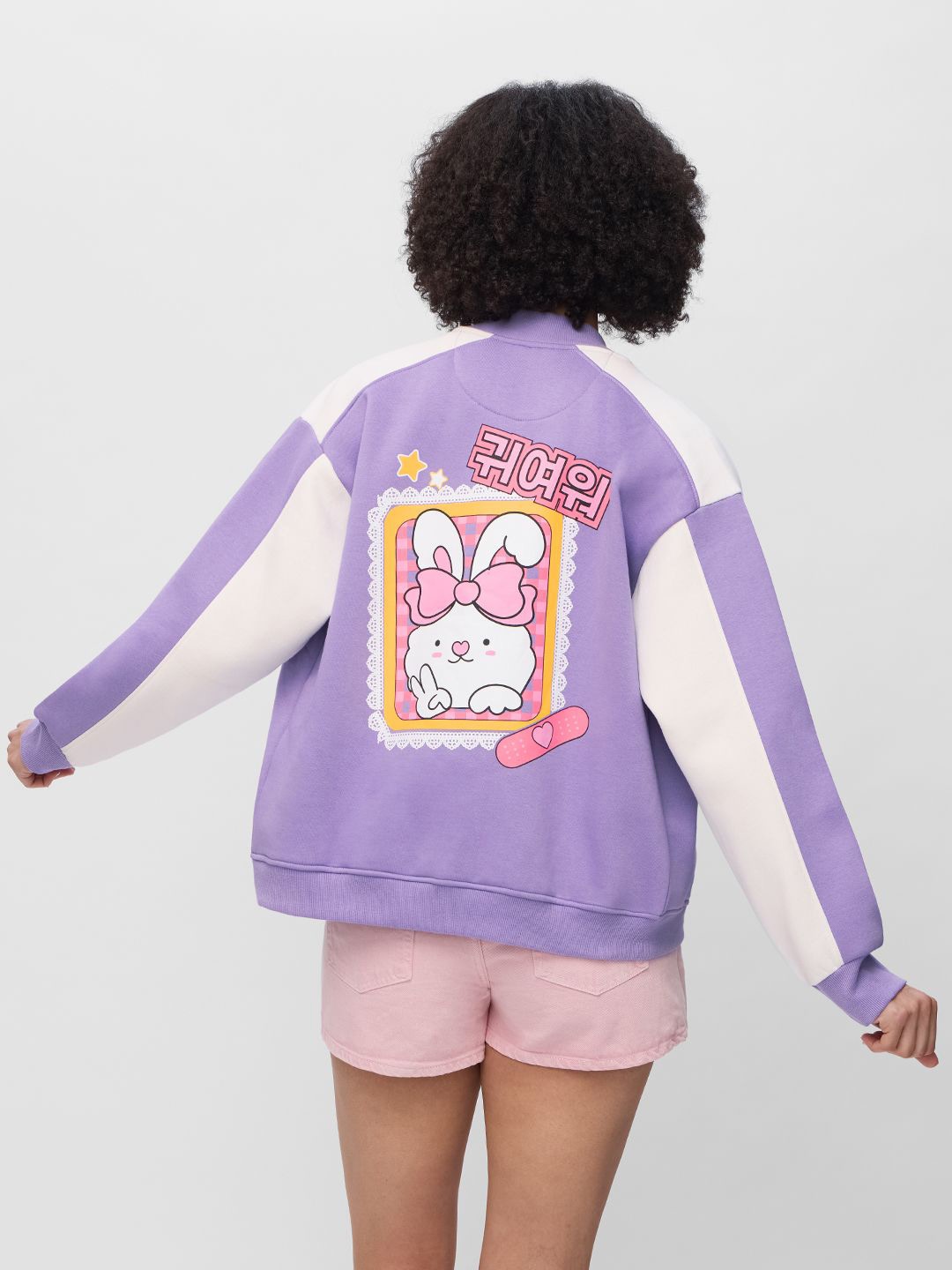

The Souled Store Women Typography Printed Lightweight Bomber Jacket, Lavender