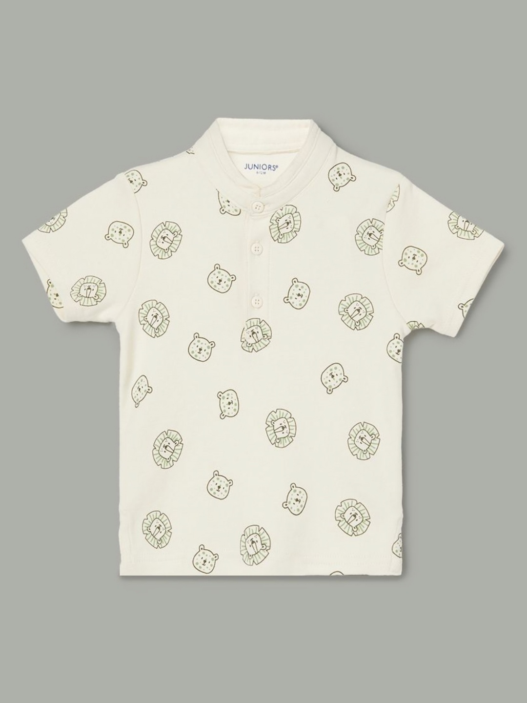 

Juniors by Lifestyle Boys Graphic Printed Mandarin Collar Cotton T-shirt, Beige