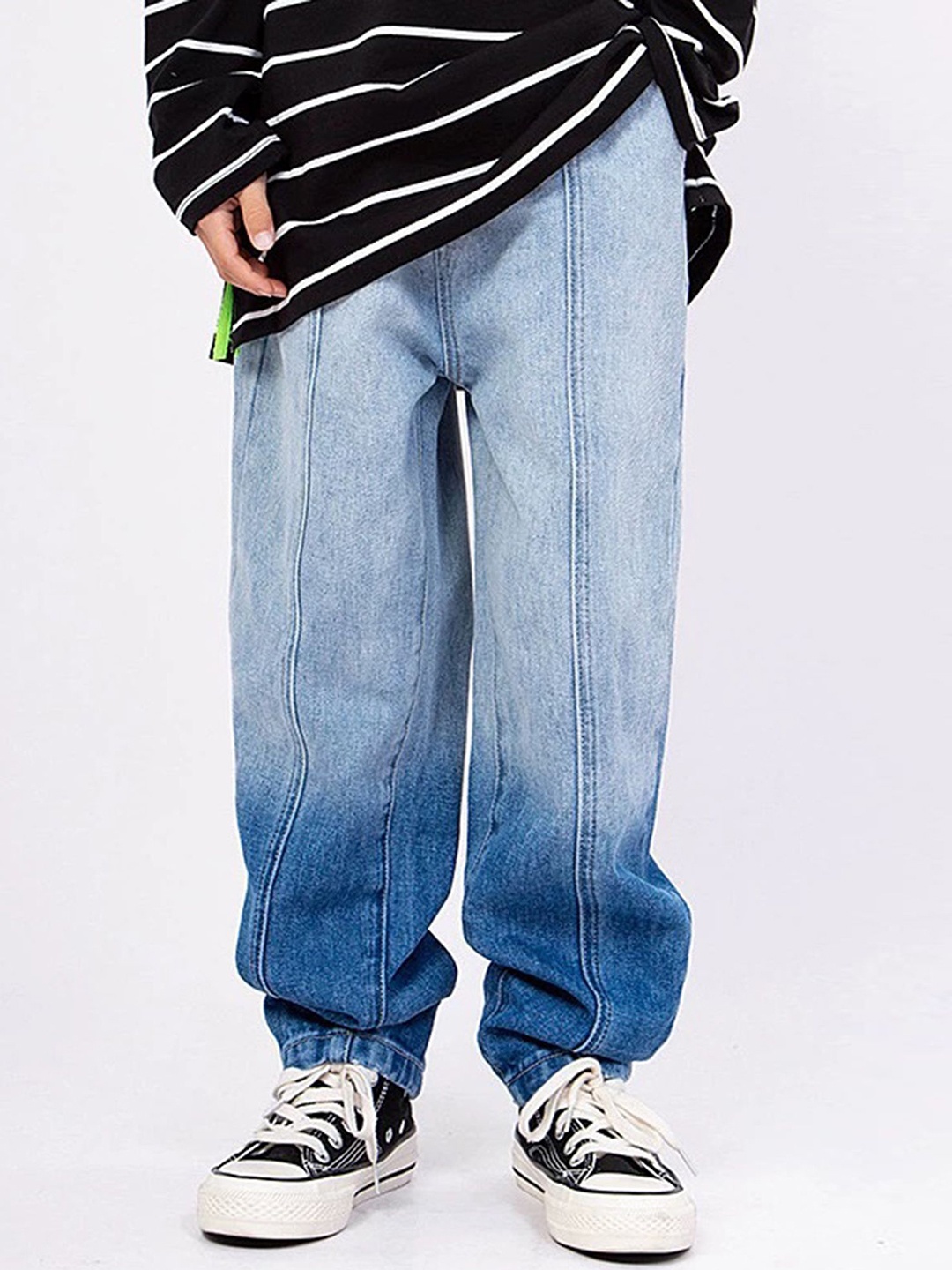 

LULU & SKY Kids Cotton High-Rise Heavy Fade Jeans, Blue