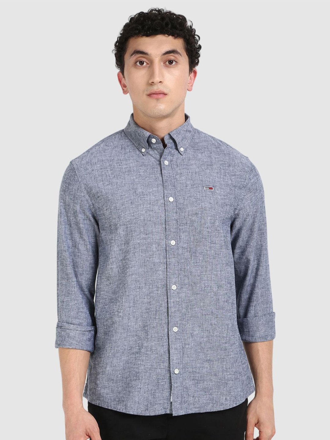 

Tommy Hilfiger Men Button-Down Collar Abstract Printed Cotton Casual Shirt, Grey
