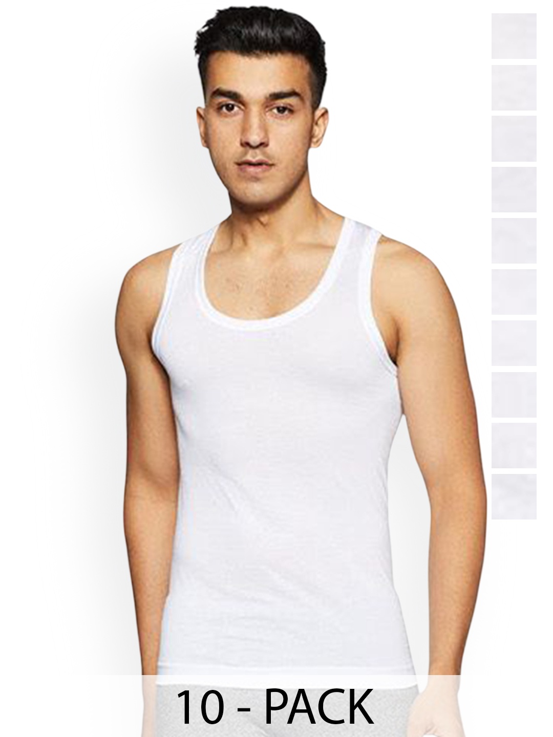 

Rupa Pack Of 10 Pure Cotton Innerwear Vests Frontline-Air-Whit-RN-10-80, White