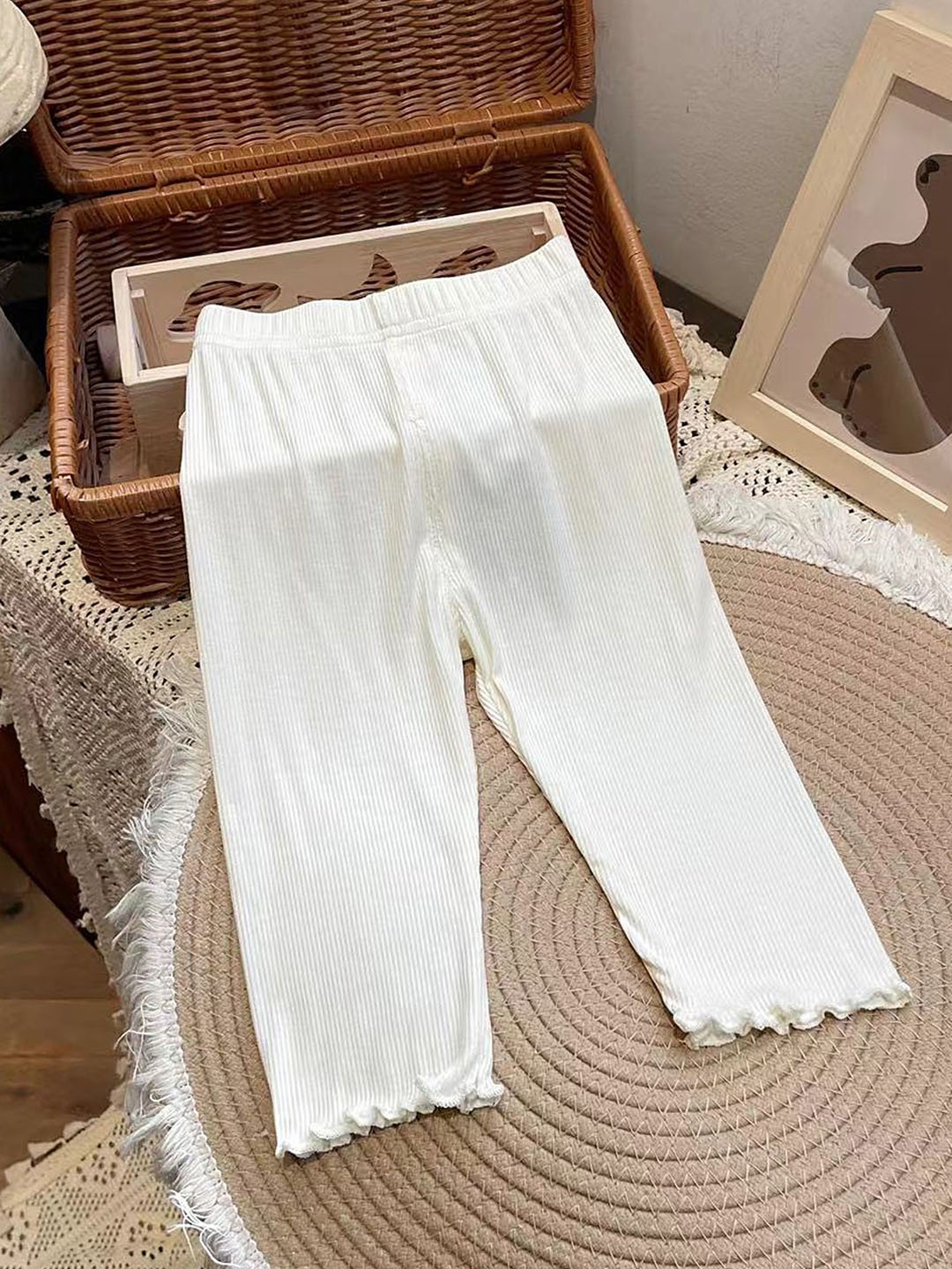 

LULU & SKY Girls Straight Fit High-Rise Trousers, Off white