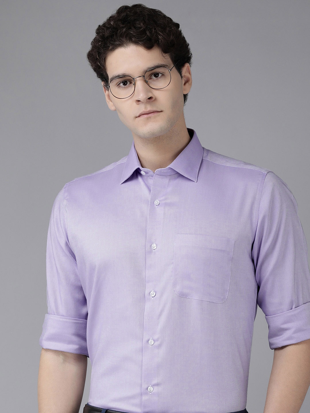 

Van Heusen Custom Textured Pure Cotton Formal Shirt, Lavender