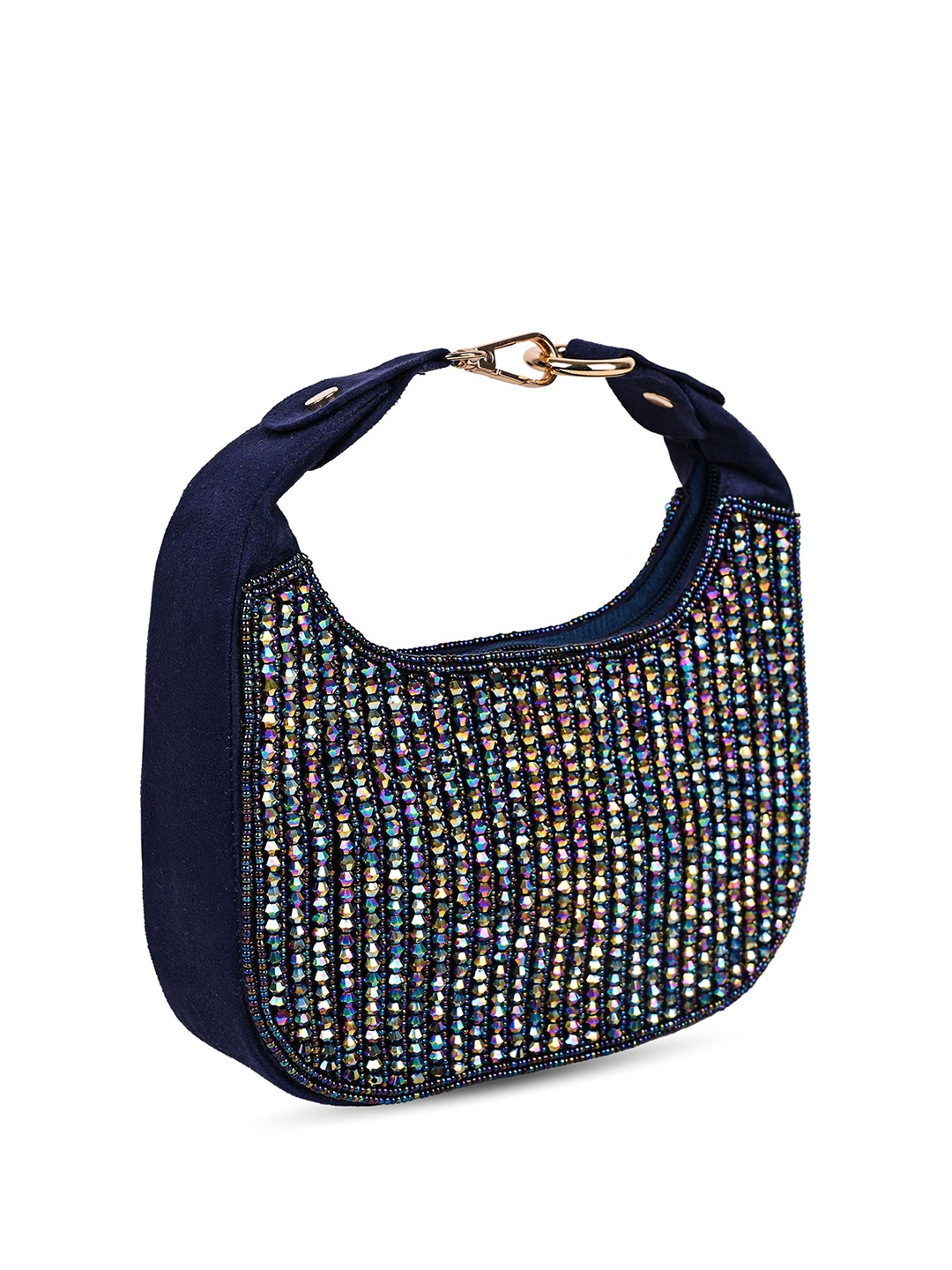 

MARKQUES Women Embellished Structured Handheld Bag, Navy blue