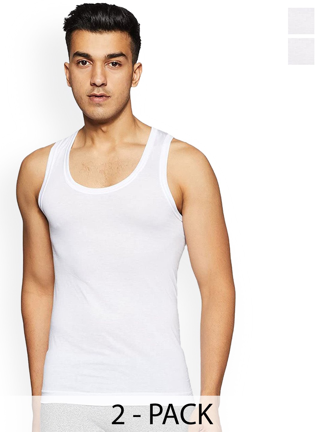 

Rupa Pack Of 2 Cotton Undershirt Vests Frontline-Air-Whit-RN-2-100, White