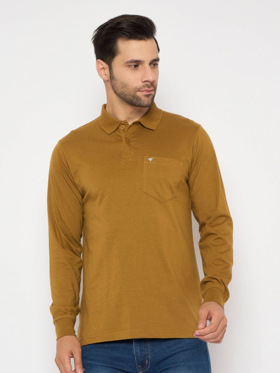 

NEVA Men Solid Polo Collar Cotton T-shirt, Olive