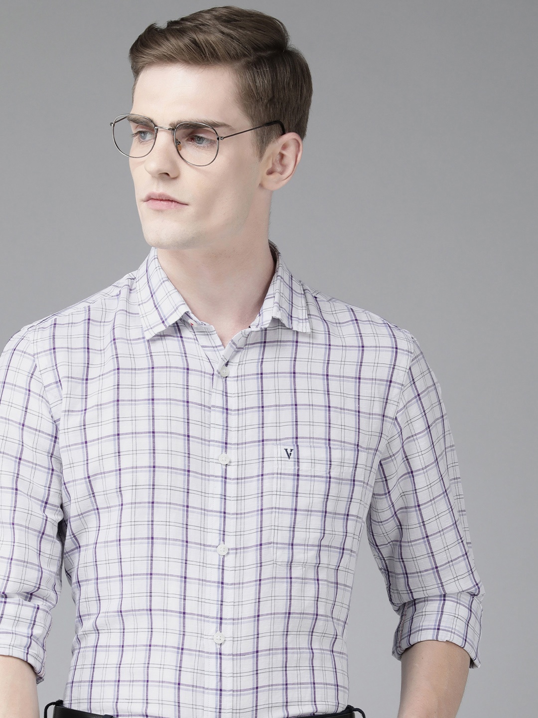 

Van Heusen Sport Slim Fit Checked Formal Shirt, Purple