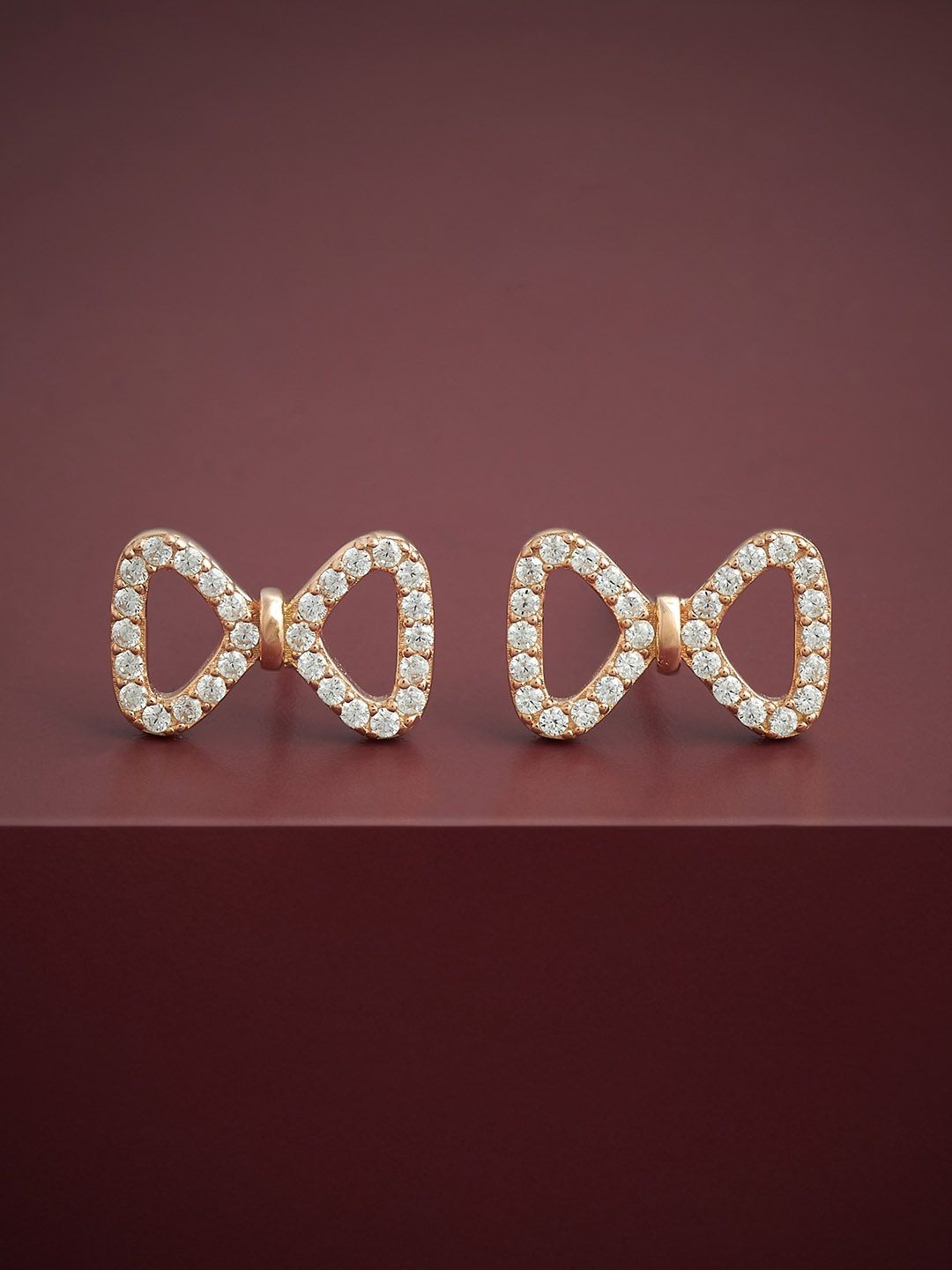 

Kushal's Fashion Jewellery 92.5 Silver Rose Gold-Plated Stones Studded Studs