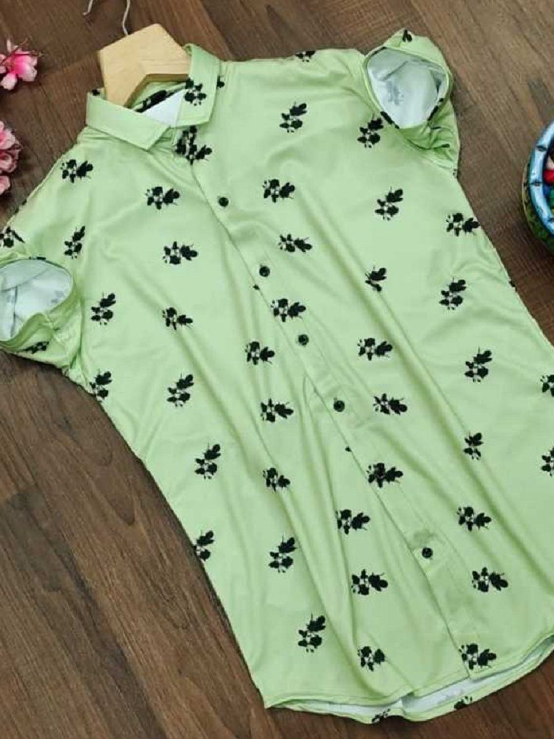 

iCome Men Spread Collar Floral Printed Casual Shirt, Yellow