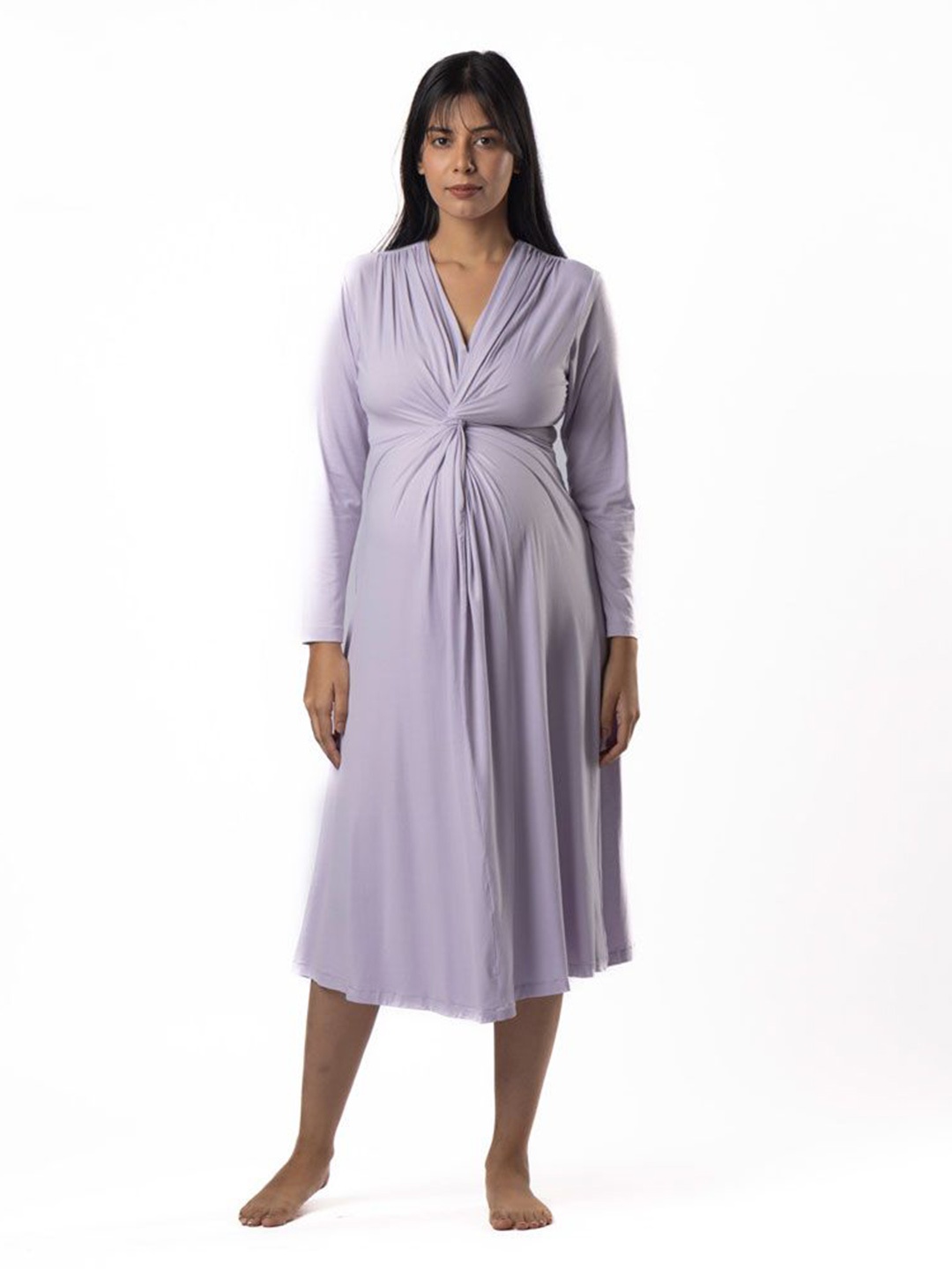 

Block Hop Women Lilac Knotted Dress, Lavender