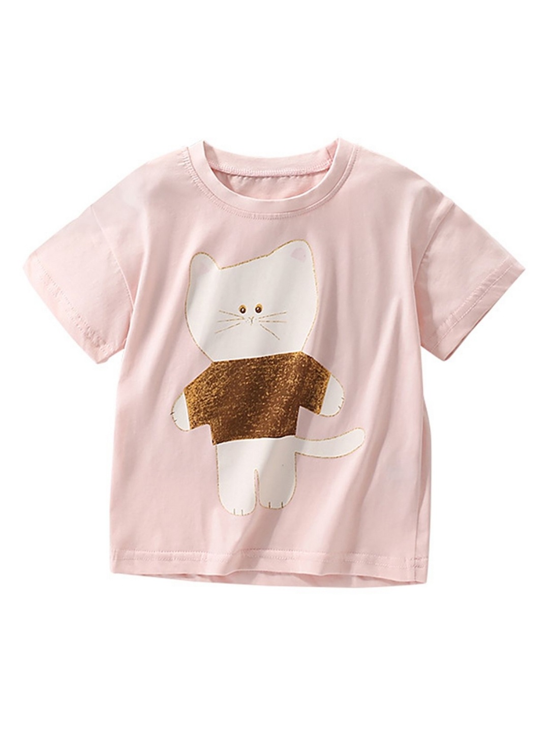 

LULU & SKY Girls Graphic Printed Round Neck Cotton T-shirt, Peach