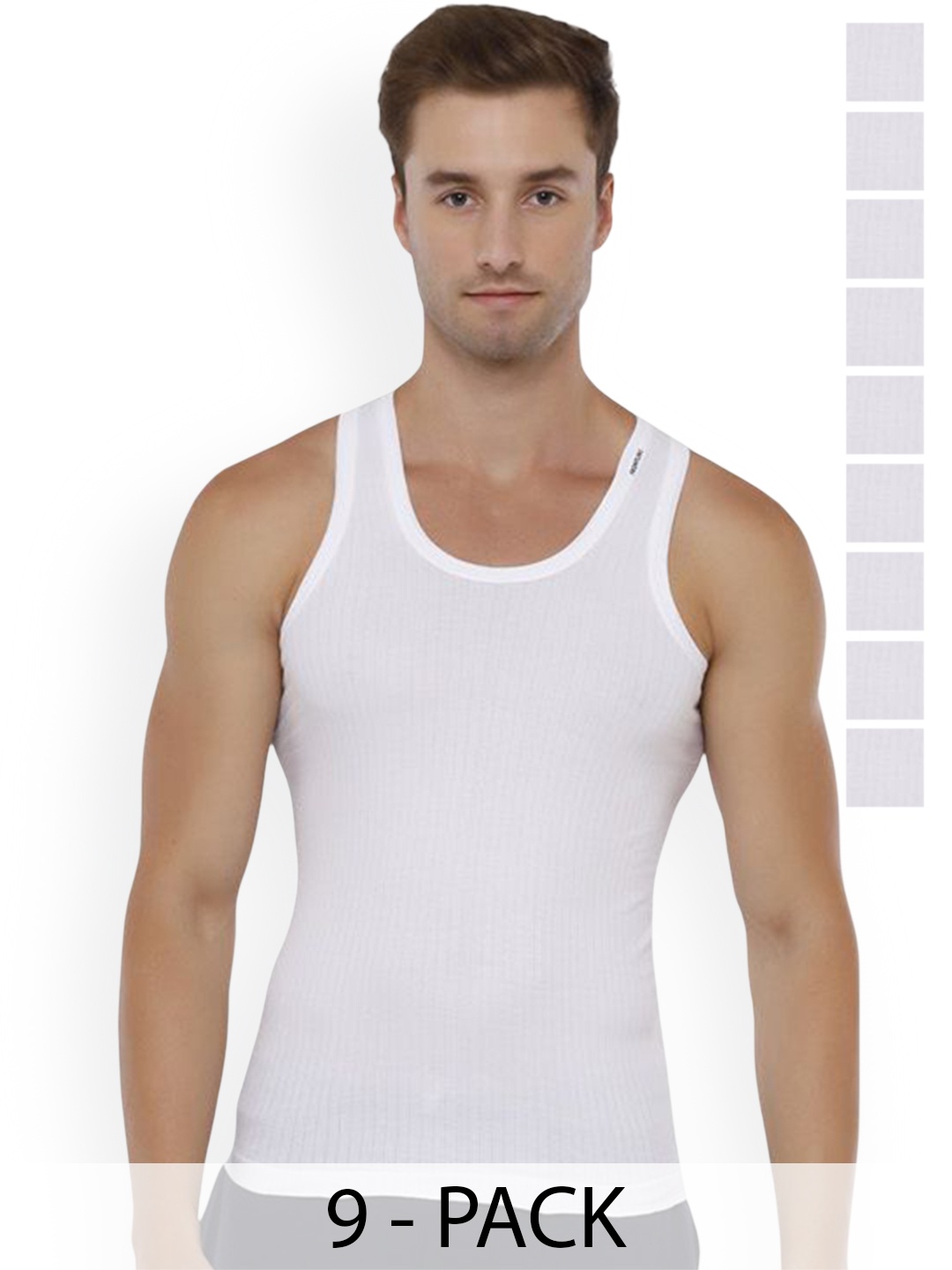 

Rupa Pack Of 9 Innerwear Vests Frontline-Xing-Whit-RN-9-100, White