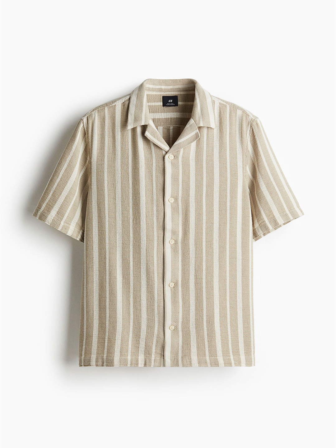 

H&M Regular Fit Textured Resort Shirt, Beige