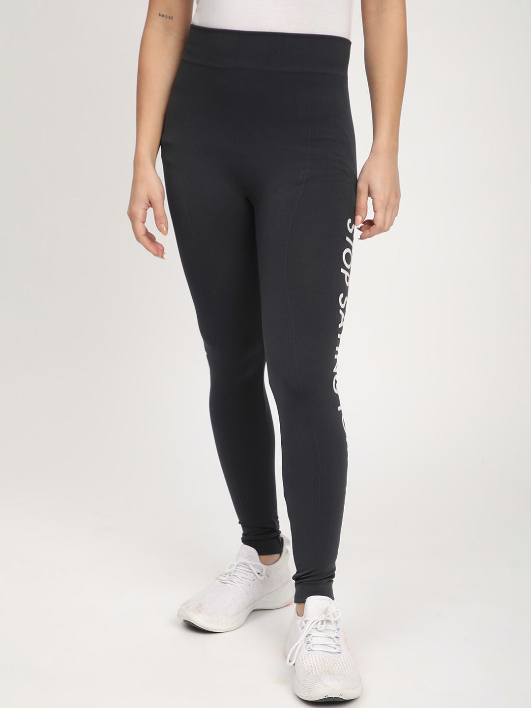 

R&B Printed High-Rise Ankle Length Tights, Black