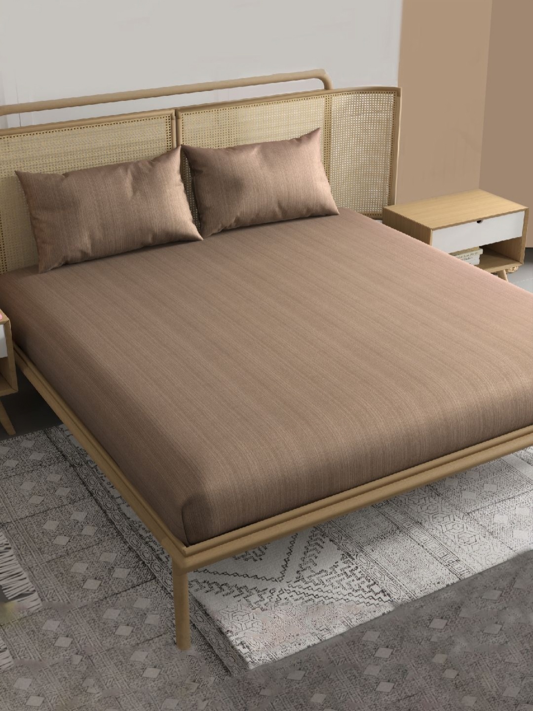 

VINTANA Brown Cotton 250 TC King Bedsheet Set - 2.74 m x 2.74 m