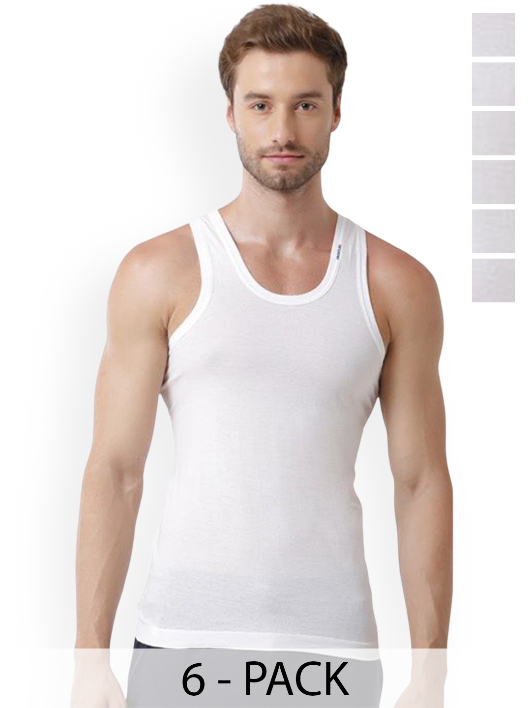 

Rupa Pack Of 6 Pure Cotton Innerwear Vests Frontline-White-Vest-RN-6-80