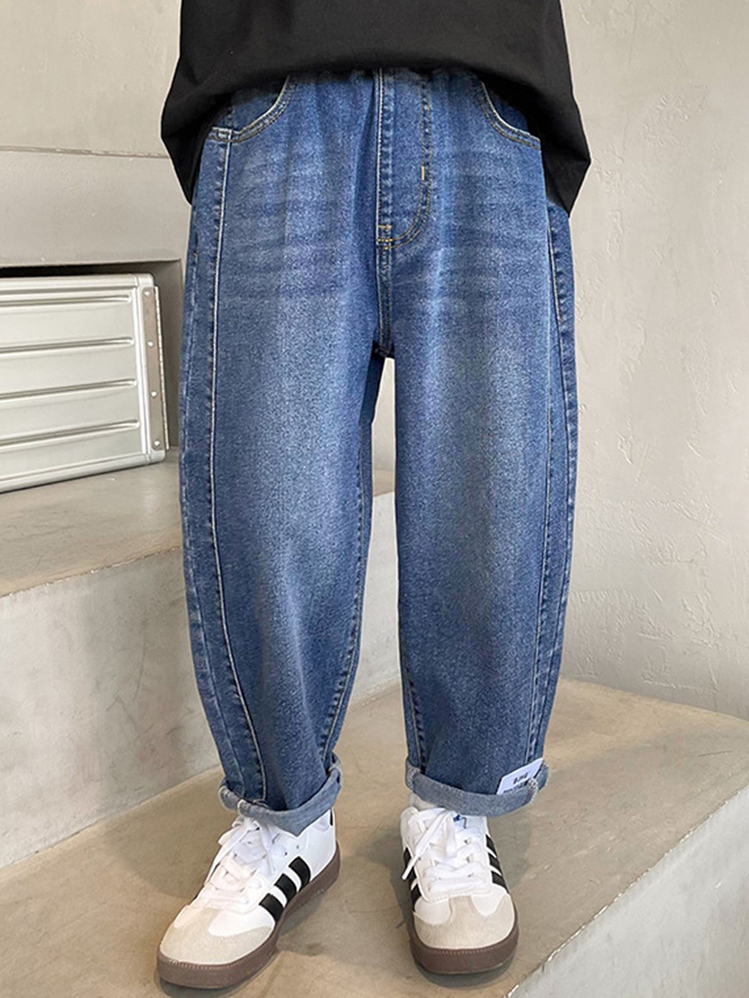 

LULU & SKY Boys High-Rise Low Distress Light Fade Jeans, Blue
