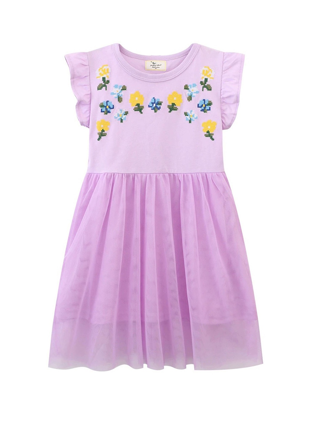 

LULU & SKY Girls Embroidered Fit & Flare Dress, Purple