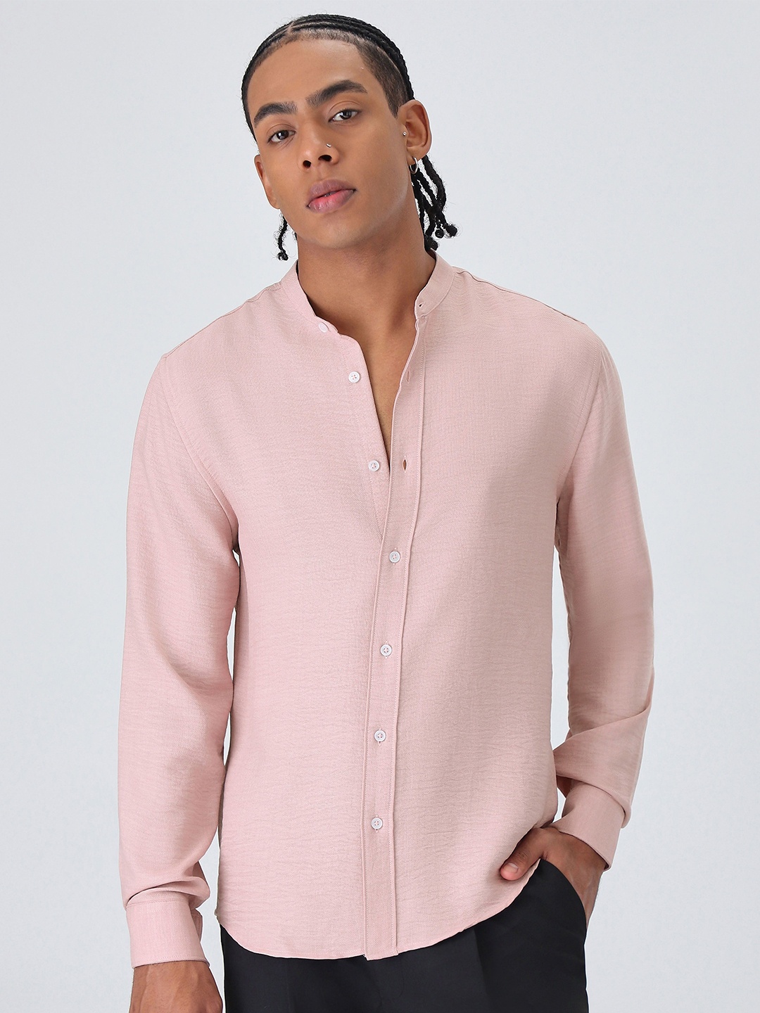 

Banana Club Men Classic Slim Fit Opaque Casual Shirt, Pink