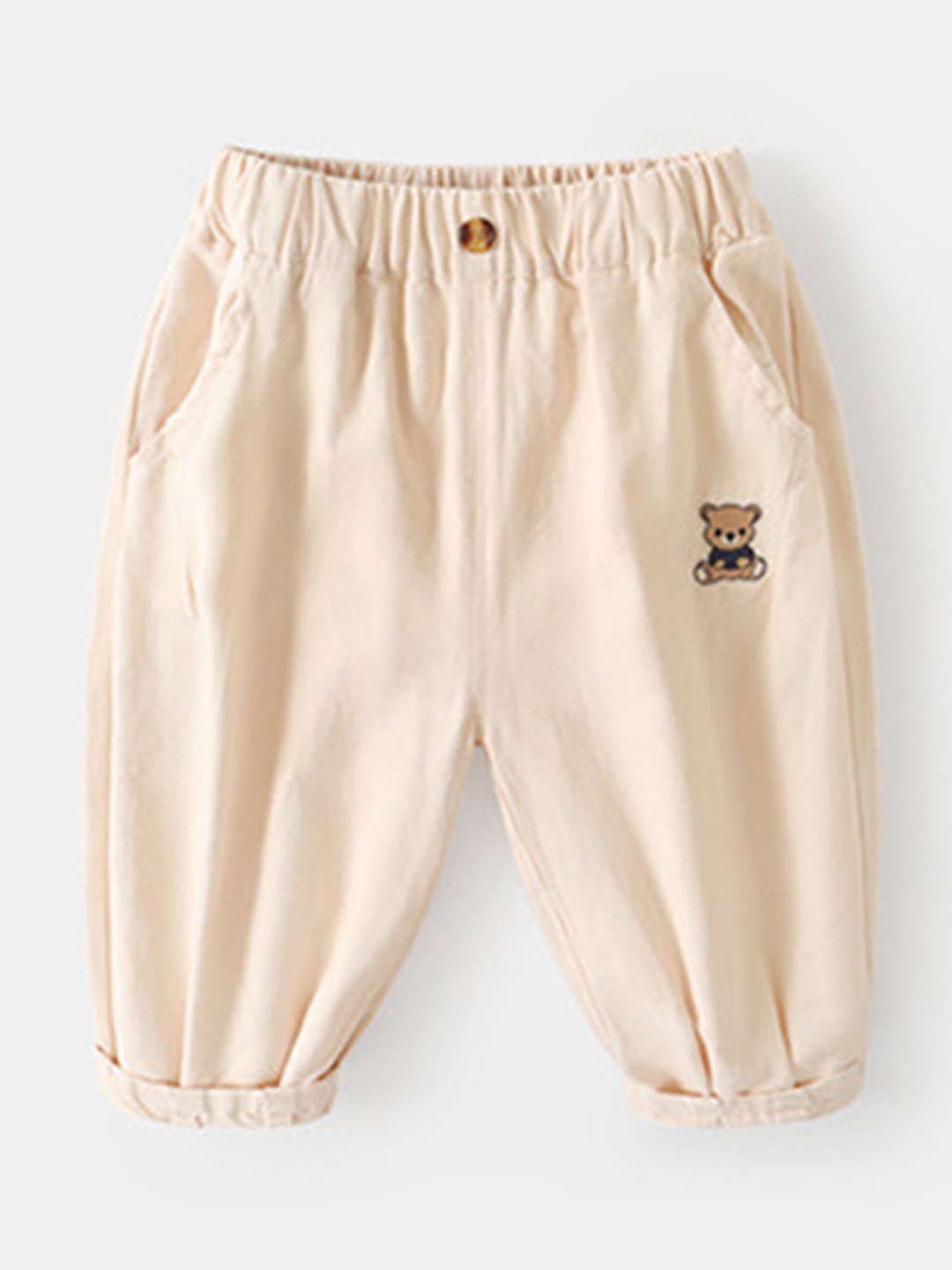 

LULU & SKY Girls Mom Fit High-Rise Trousers, Cream