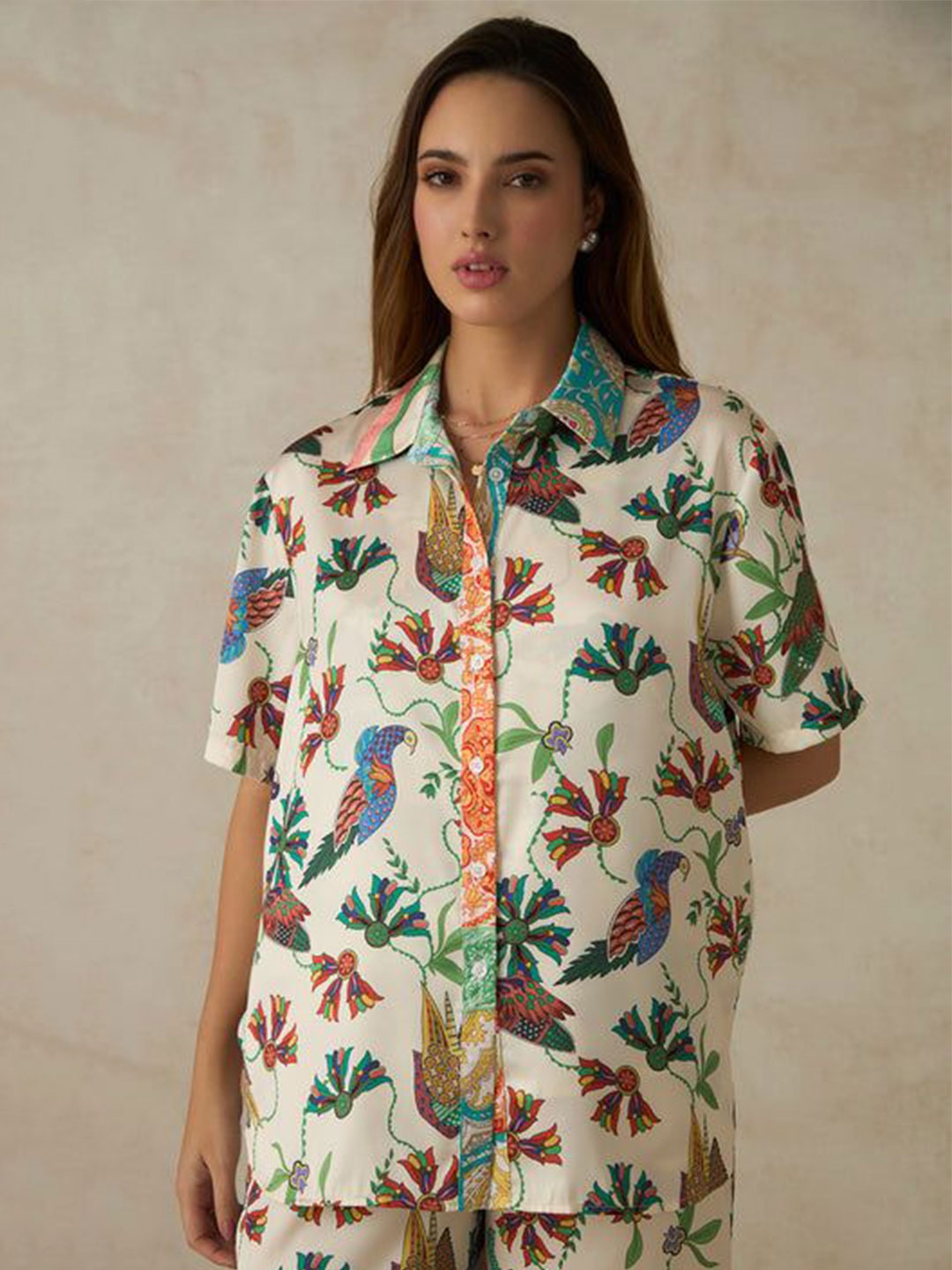 

Virgio Women Louisa Floral Printed Shirt, Cream