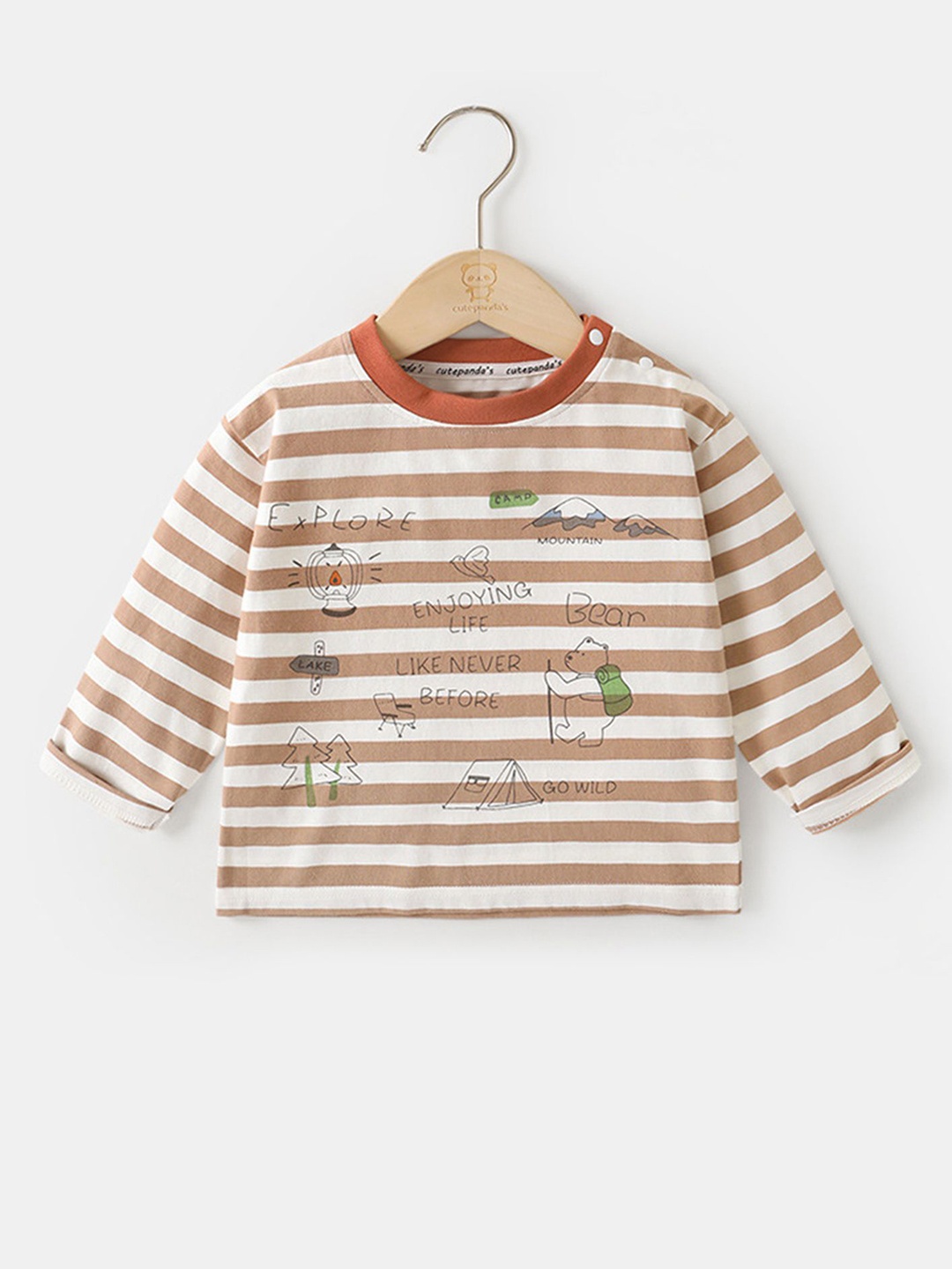 

LULU & SKY Girls Striped Round Neck Cotton Oversized T-shirt, White