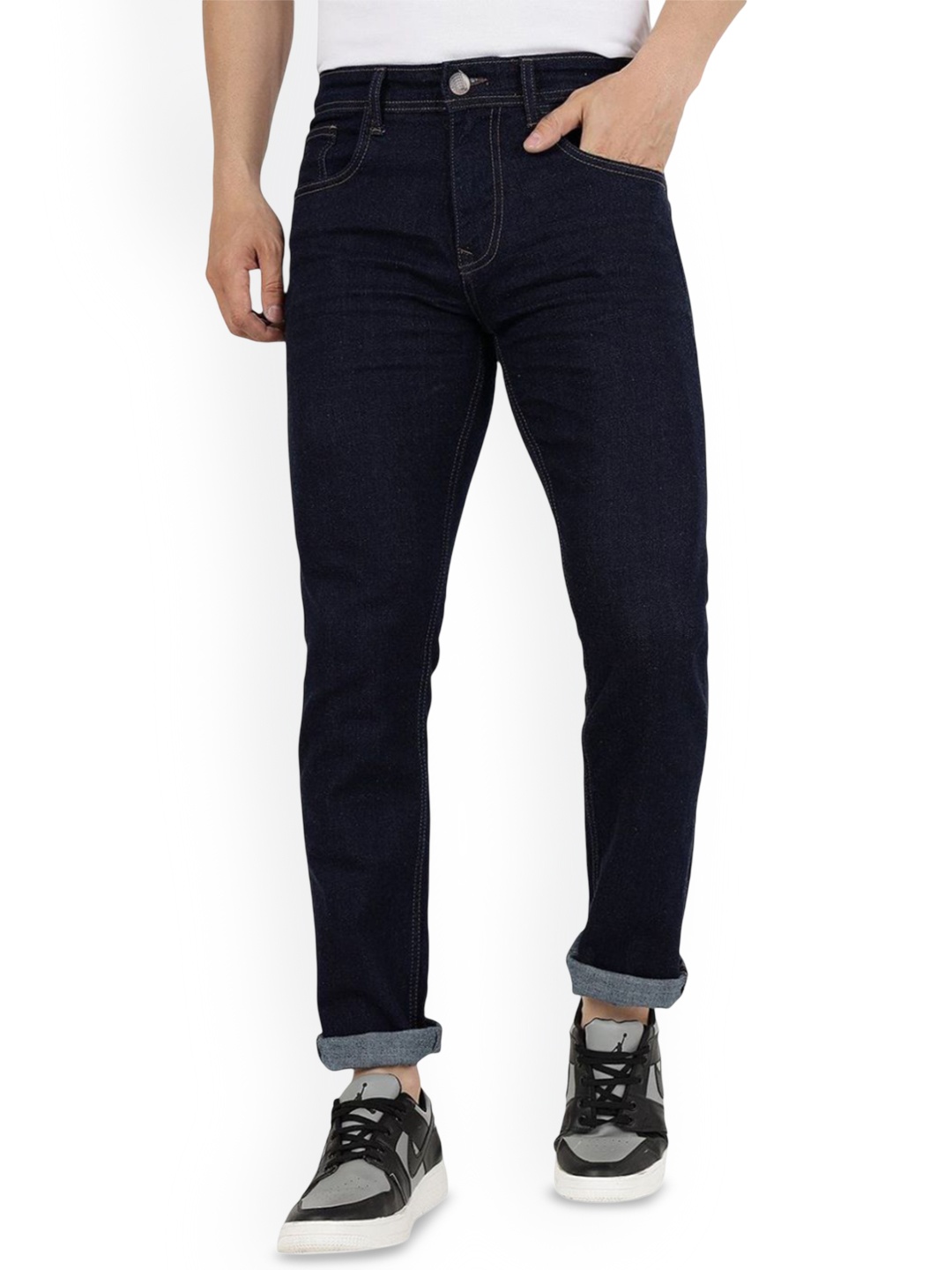 

ComfyStyle Men Jean Regular Fit Clean Look Mid Rise Stretchable Jeans, Blue