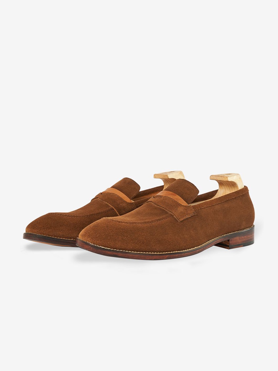 

Whitemuds Men Round Toe Leather Formal Slip-On Shoes, Tan
