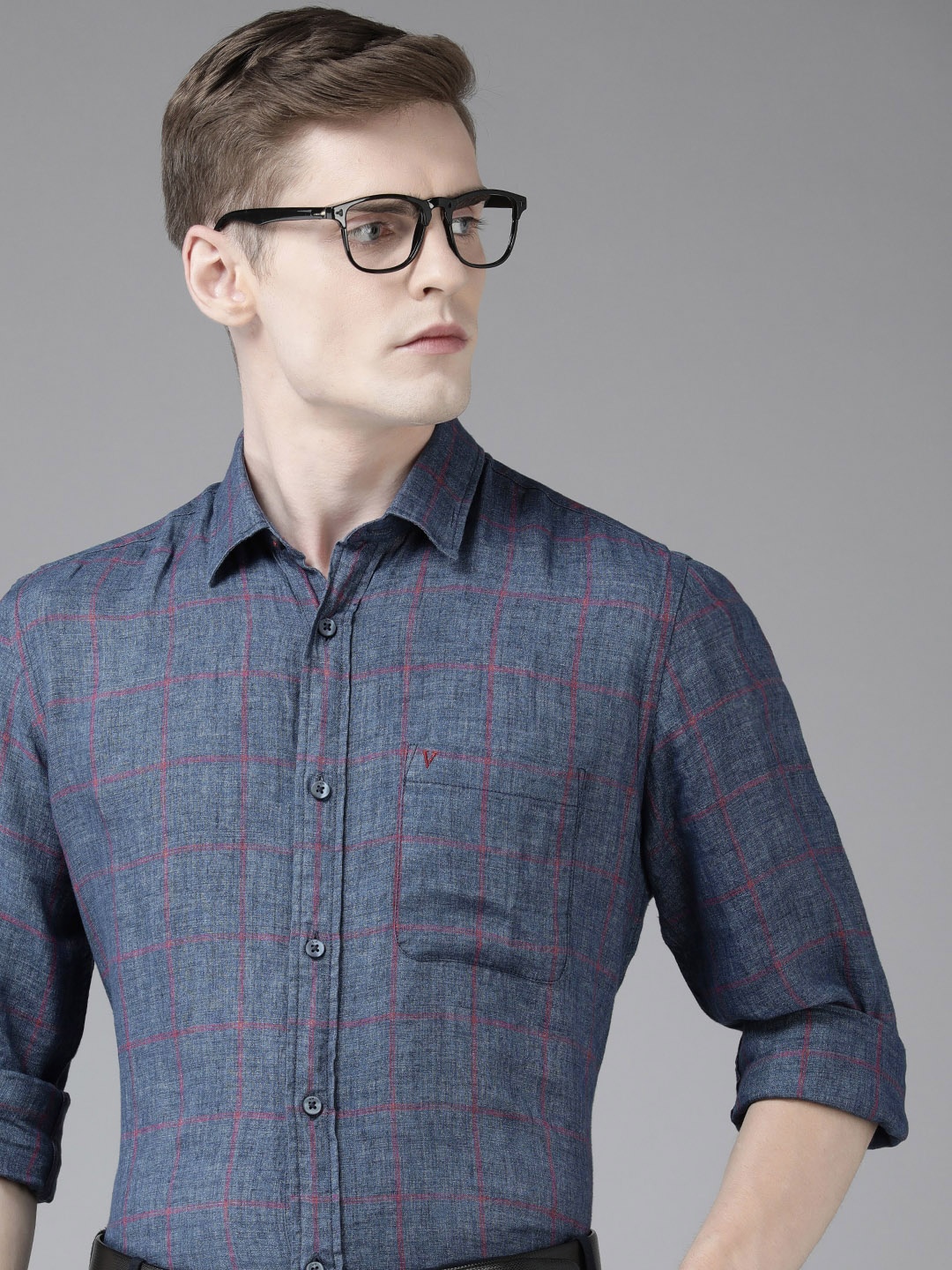 

Van Heusen Sport Slim Fit Checked Formal Shirt, Blue