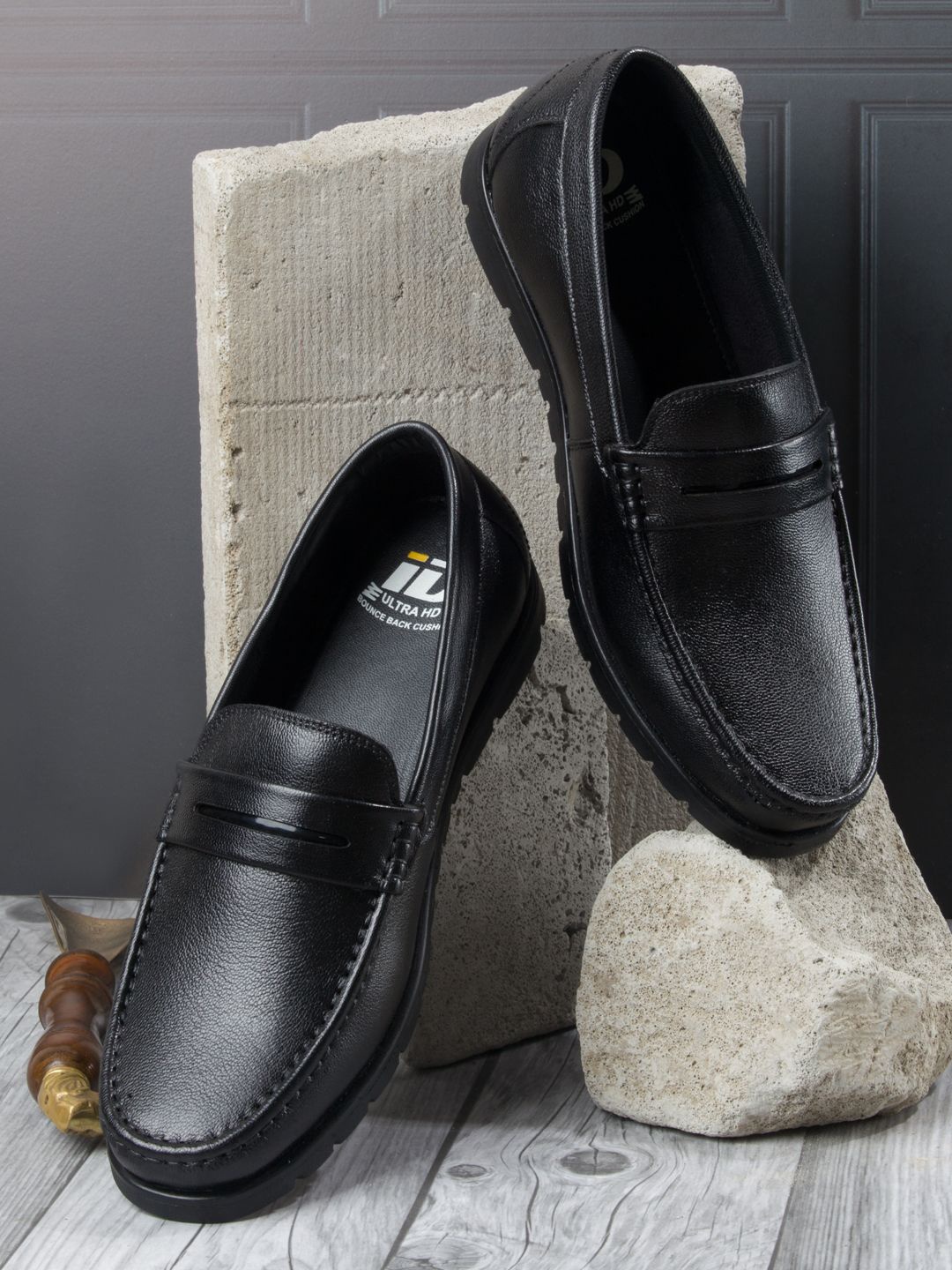 

ID Men Leather Loafers, Black