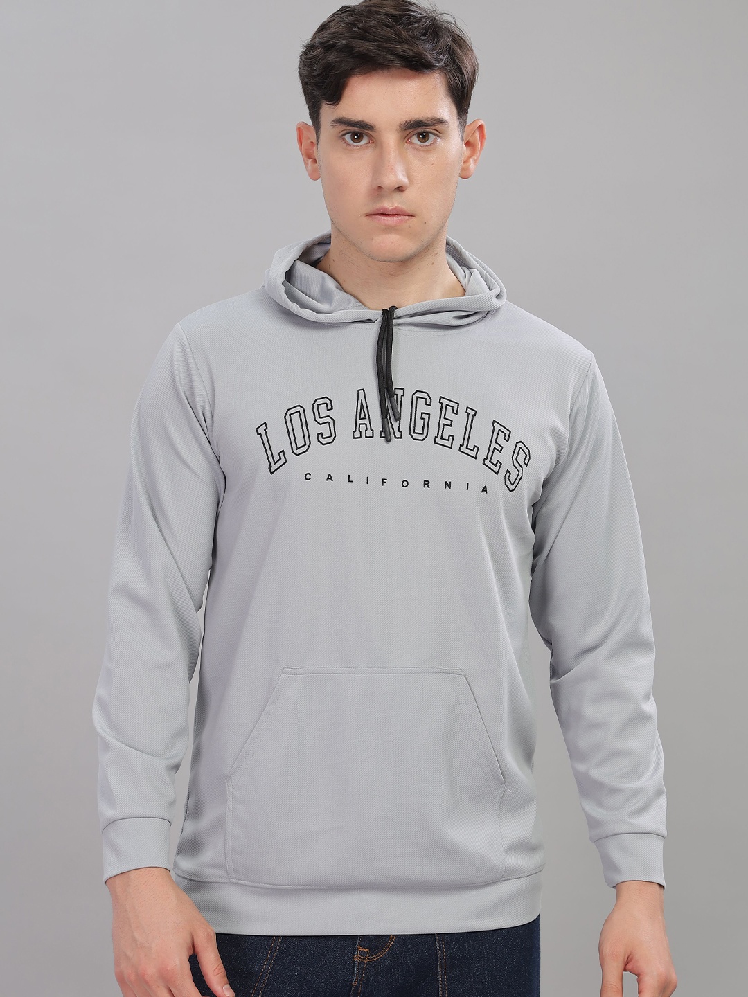 

FABRIPPLE Men Printed Hooded Sweatshirt, Grey