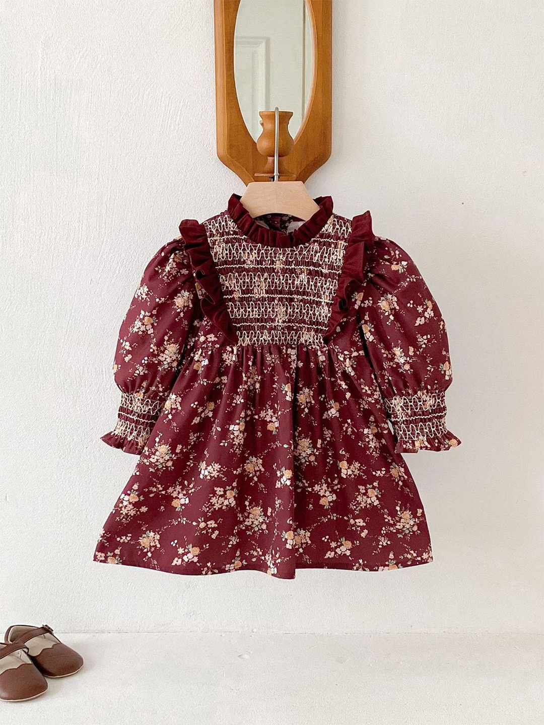 

LULU & SKY Girls Floral Printed Fit & Flare Dress, Red