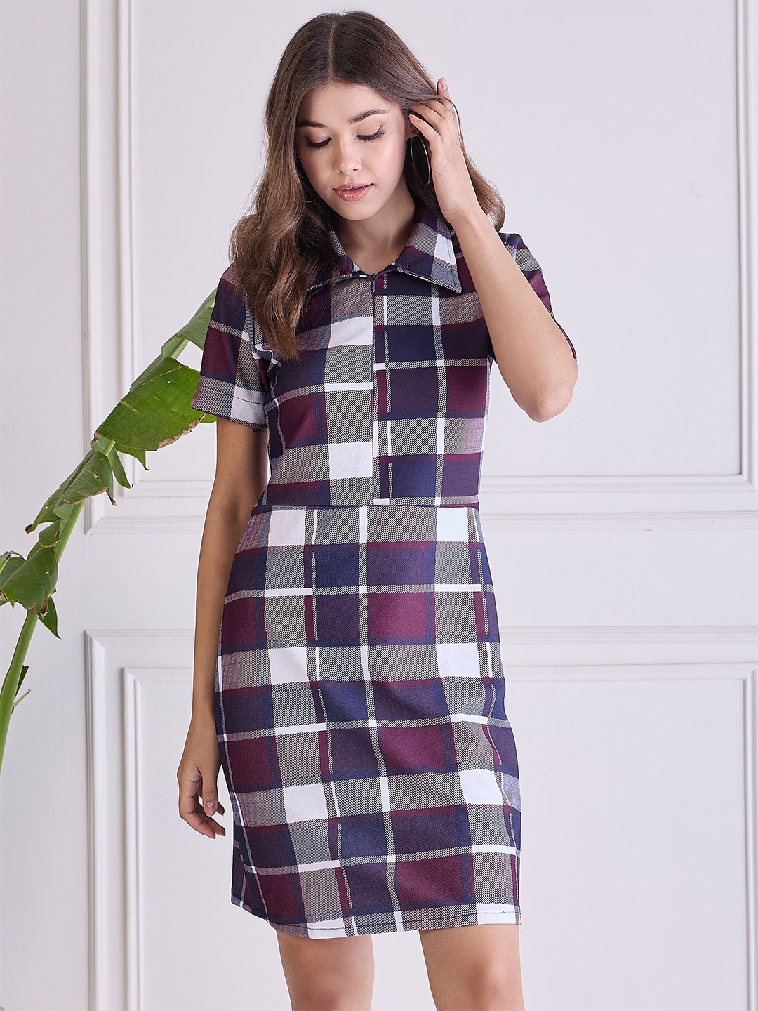 

Chemistry Shirt Collar Sheath Mini Dress, White